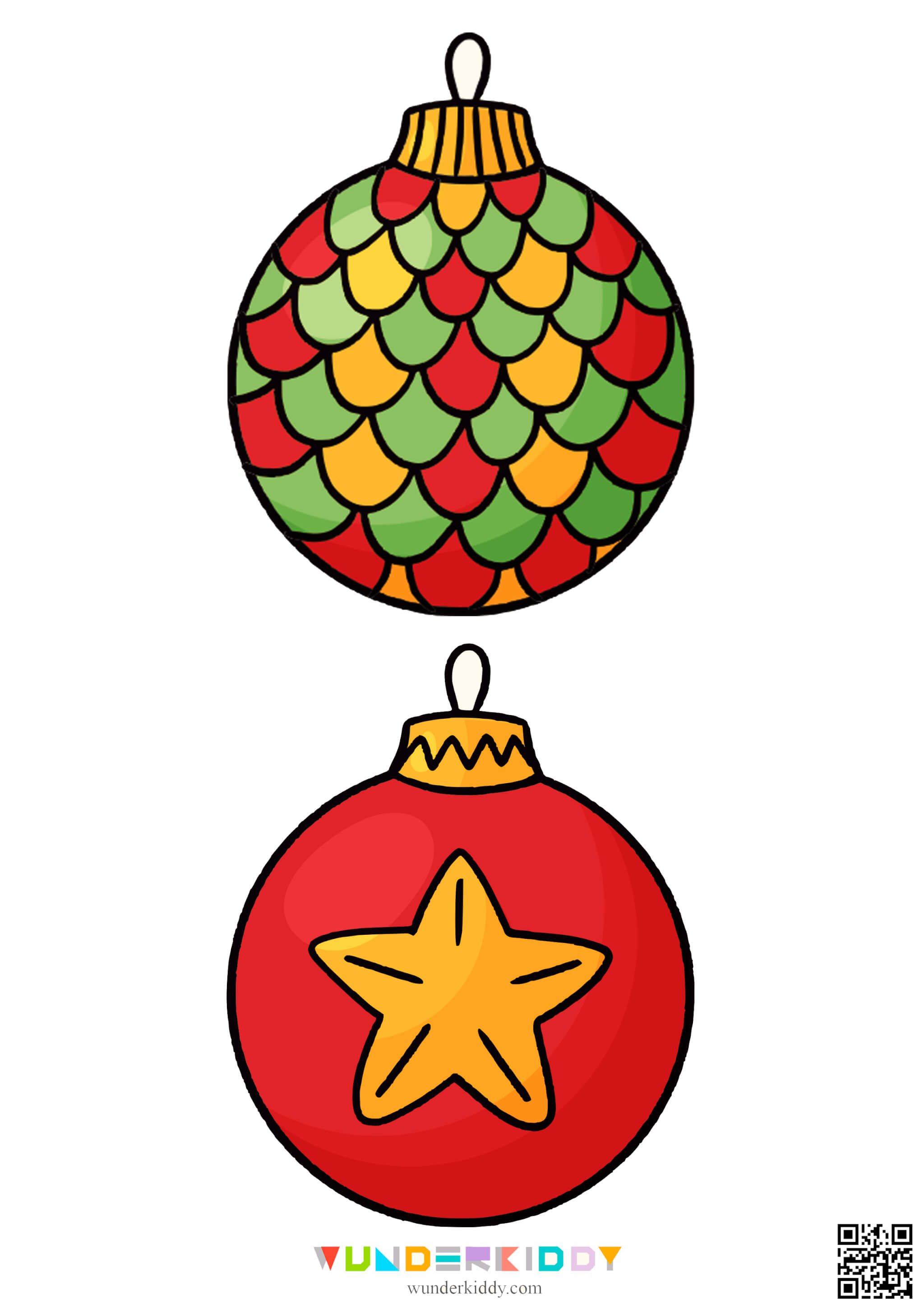 Шаблон «Цветные ёлочные шары» для детей - Изображение 4