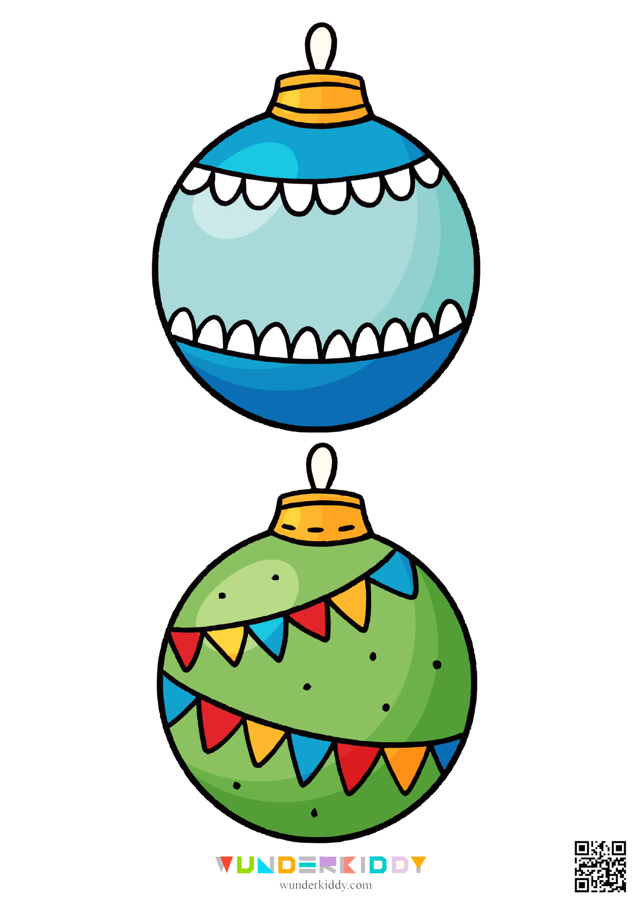 Шаблон «Кольорові кульки для ялинки» для дітей - Зображення 5