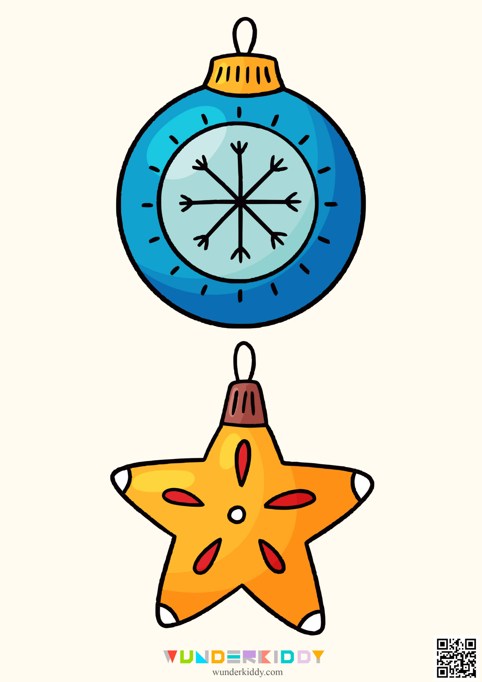 Printable Colored Christmas Ball for Decorating Kindergarten