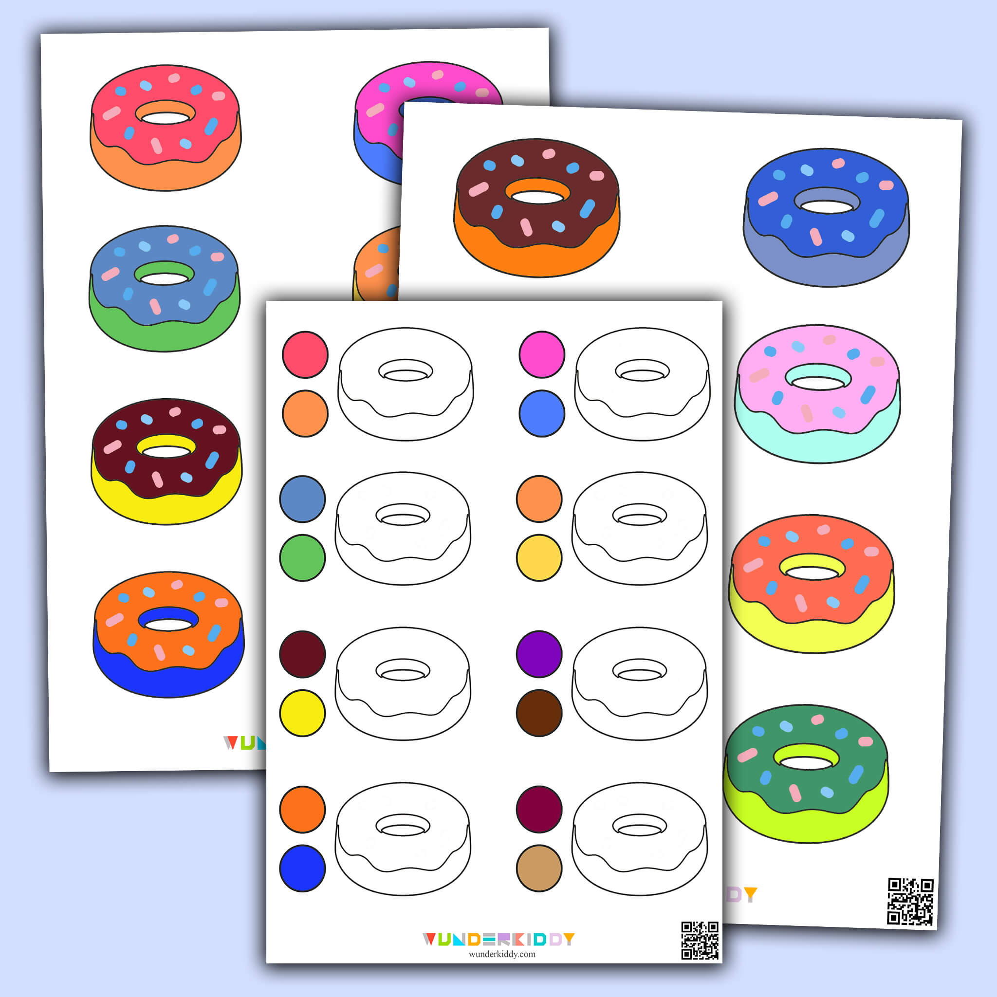Printable Colored Donuts Color Match Activity For Children
