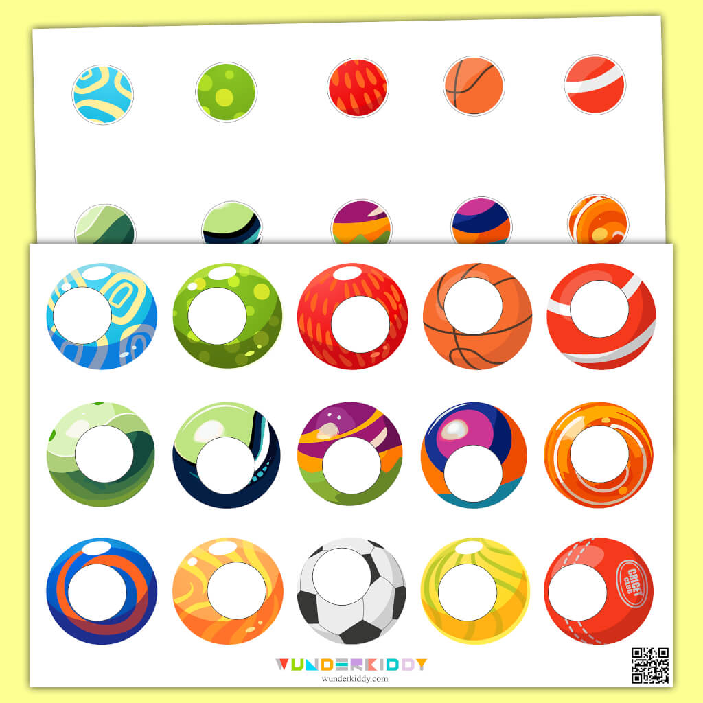 Printable Colorful Balls Cut and Paste Activity for Preschool