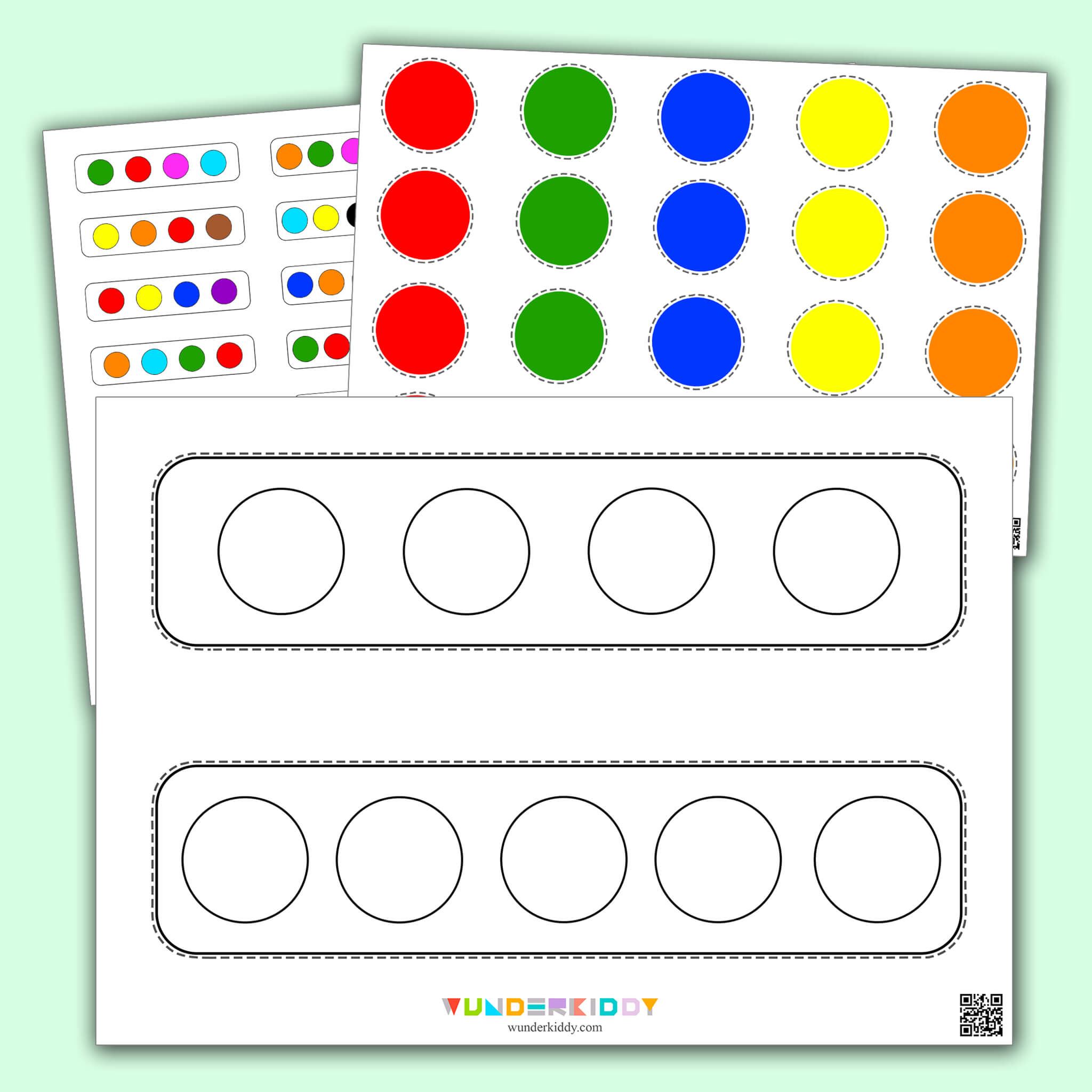Simple Copy the Pattern Worksheet Multicolored circles