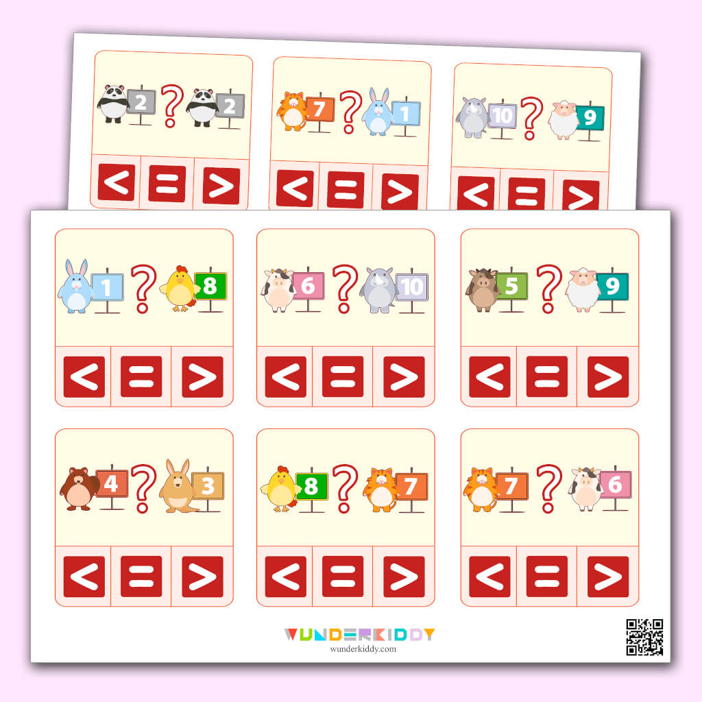 Comparing Numbers Printable Game For Kindergarten