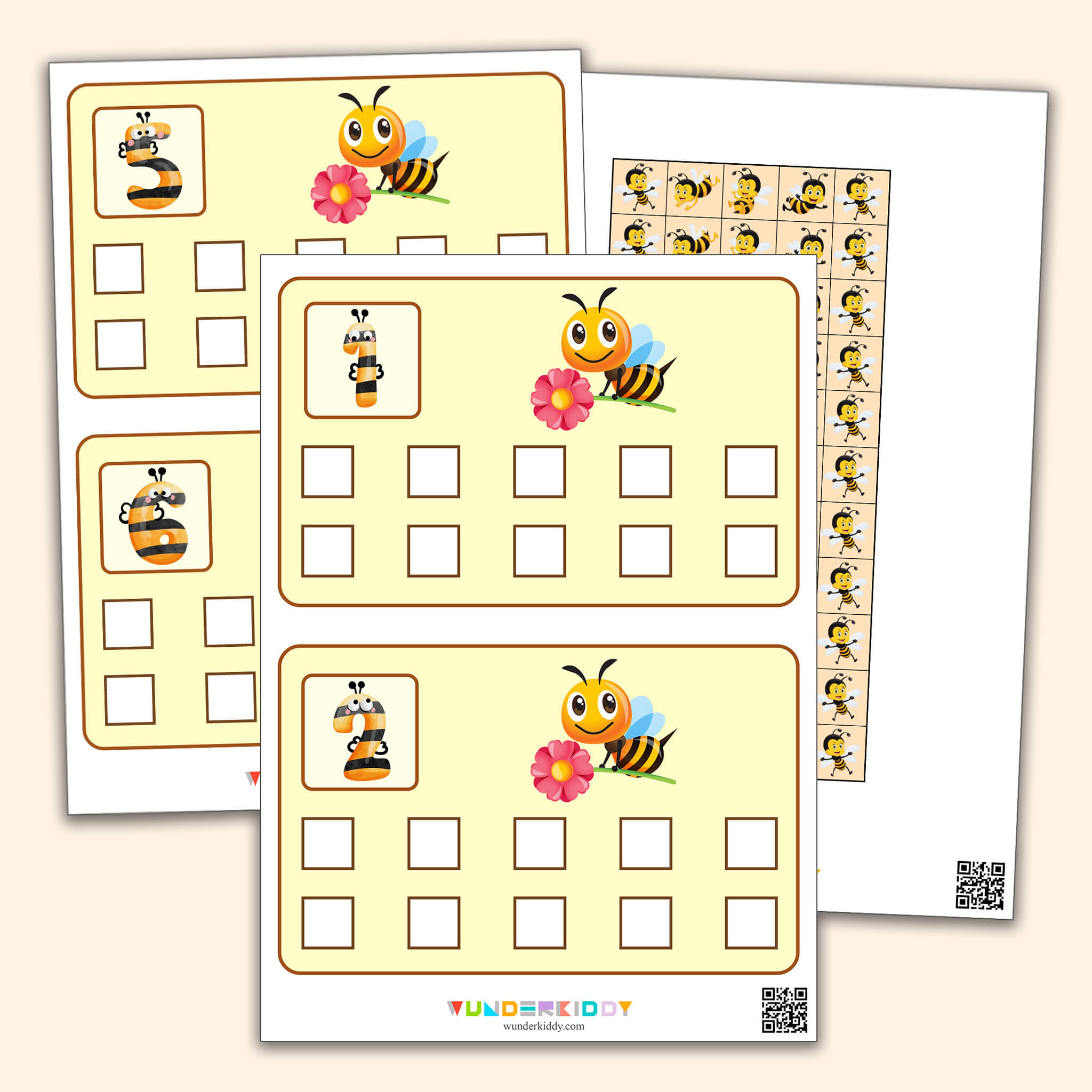 Printable Fall Theme Count And Clip Cards Math Game for Preschool