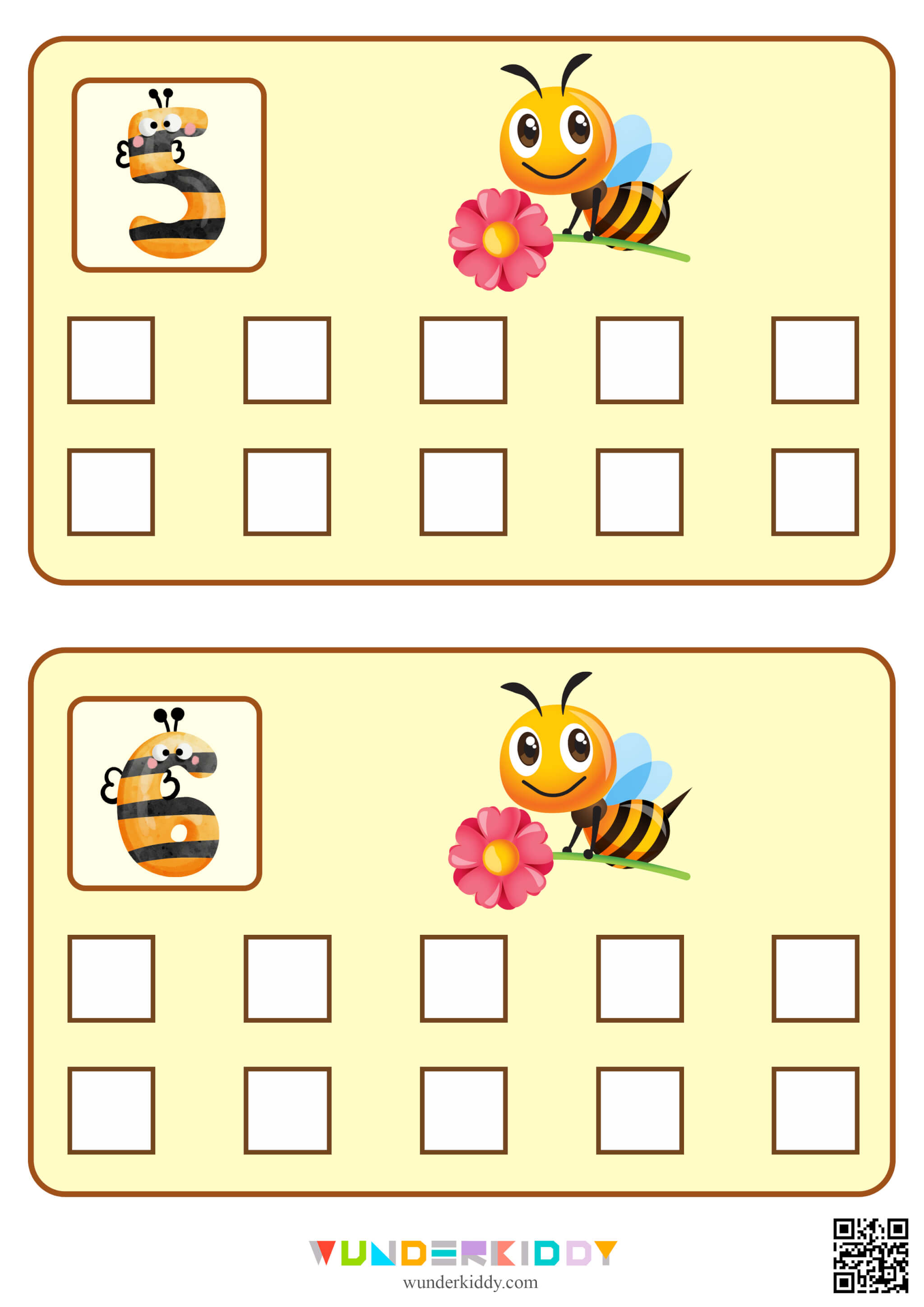 Worksheets «Counting bees»