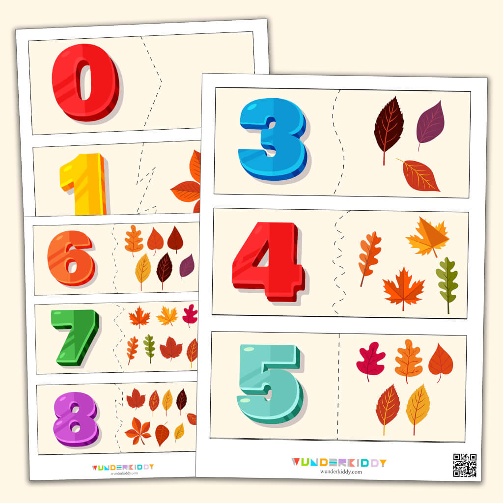 Flashcards for Matching Math Game Count the Leaves