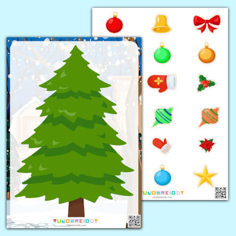 Activity sheet «Decorating the Christmas tree»