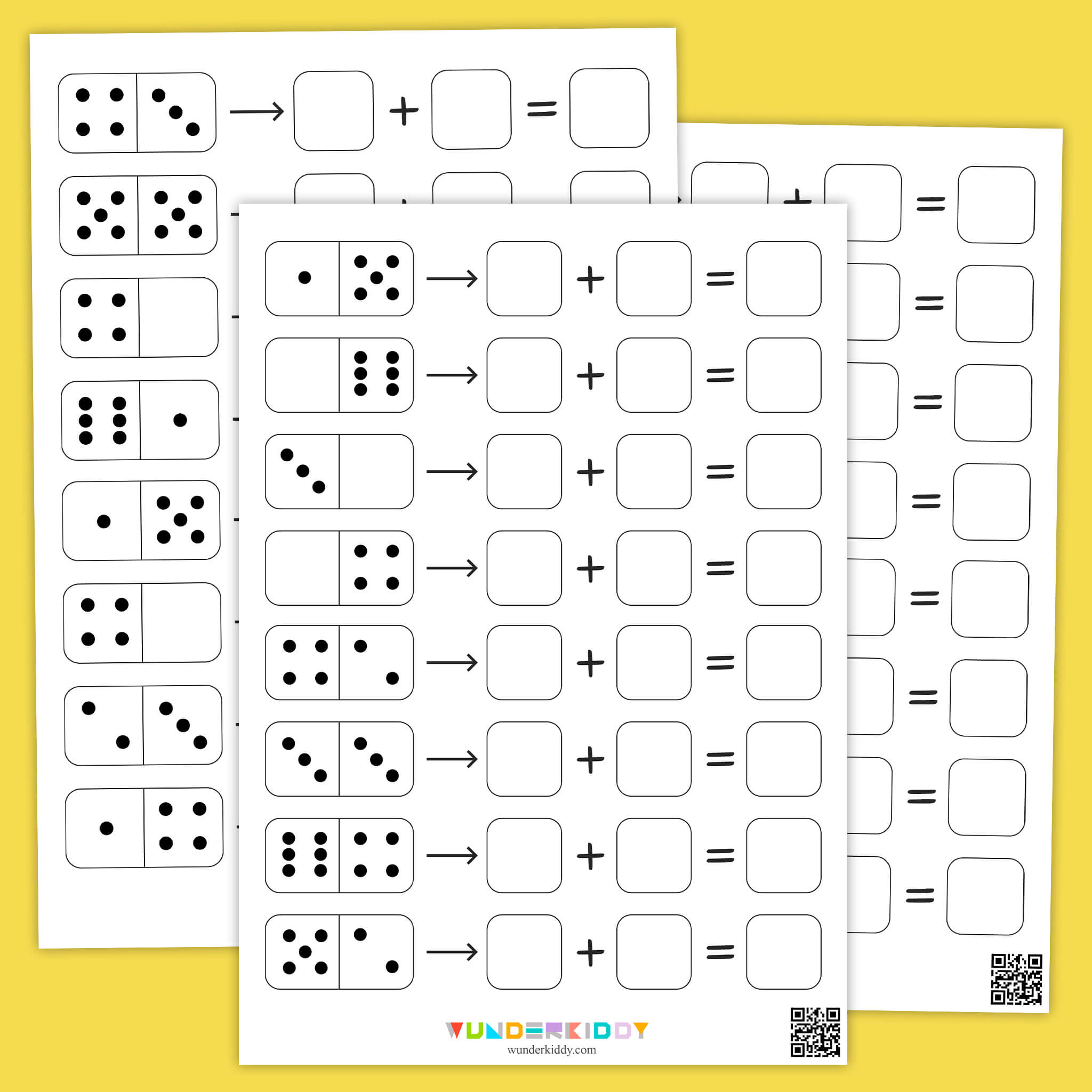 Domino Addition Within 10 Worksheets