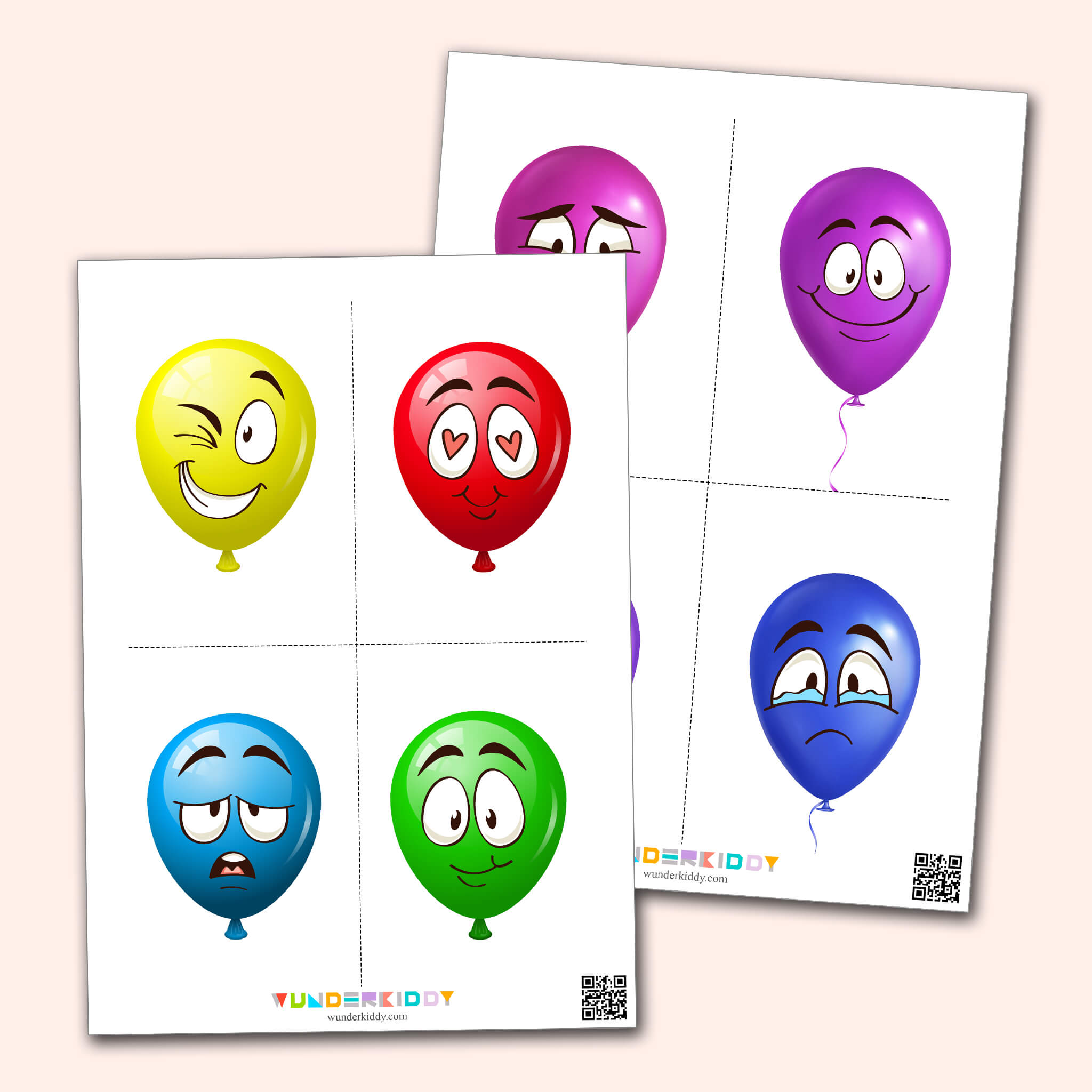Карточки «Воздушные шарики» с эмоциями