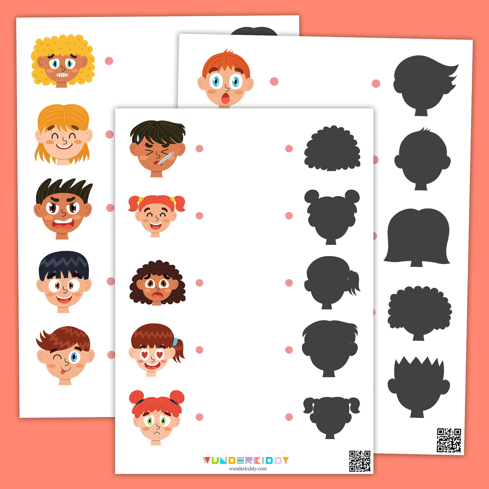 Emotions & Hairstyles Shadows Worksheet