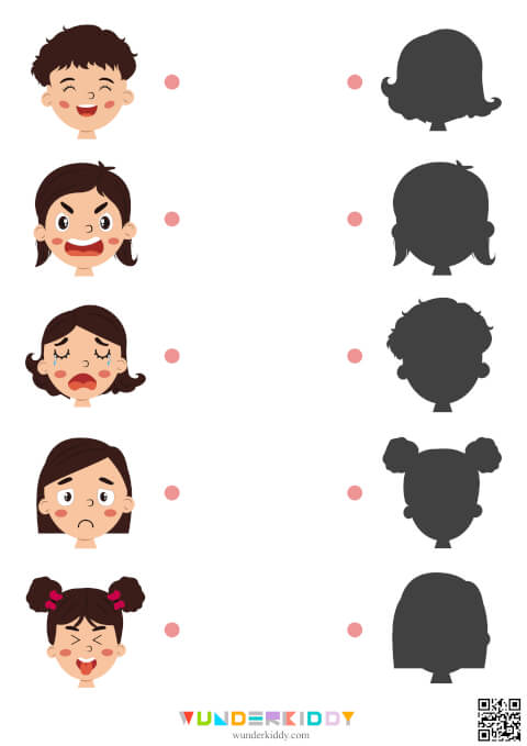 Emotions & Hairstyles Shadows Worksheet - Image 2