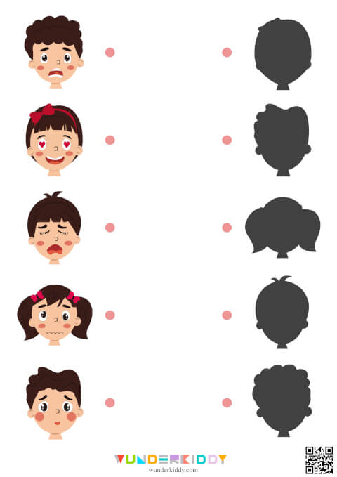 Emotions & Hairstyles Shadows Worksheet - Image 3