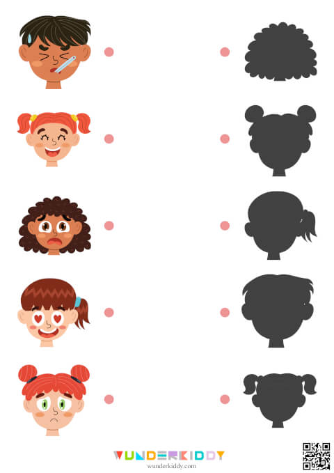 Emotions & Hairstyles Shadows Worksheet - Image 5