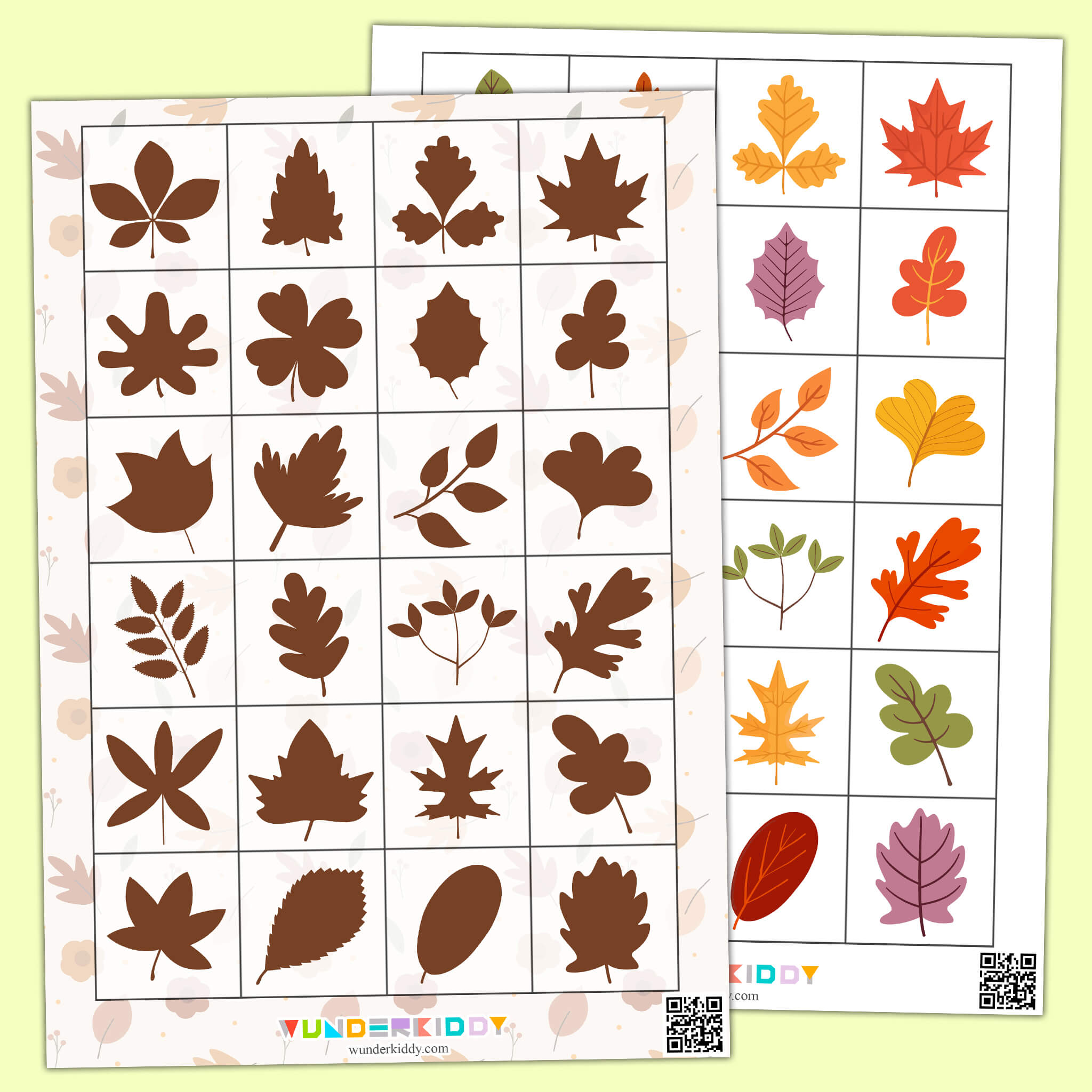 Fall Leaves Shadow Matching Activity