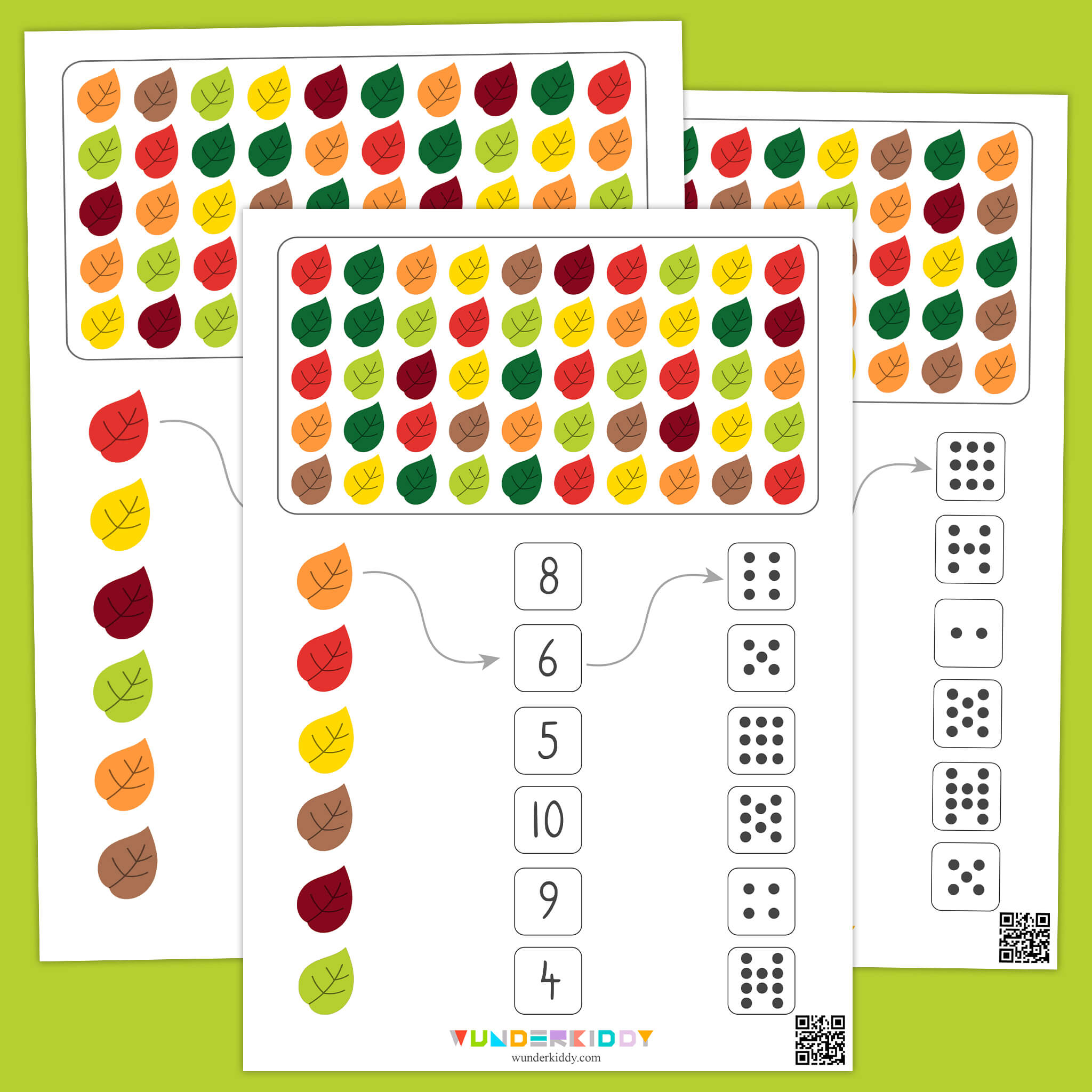 Count to 10 Fall Leaves Worksheets