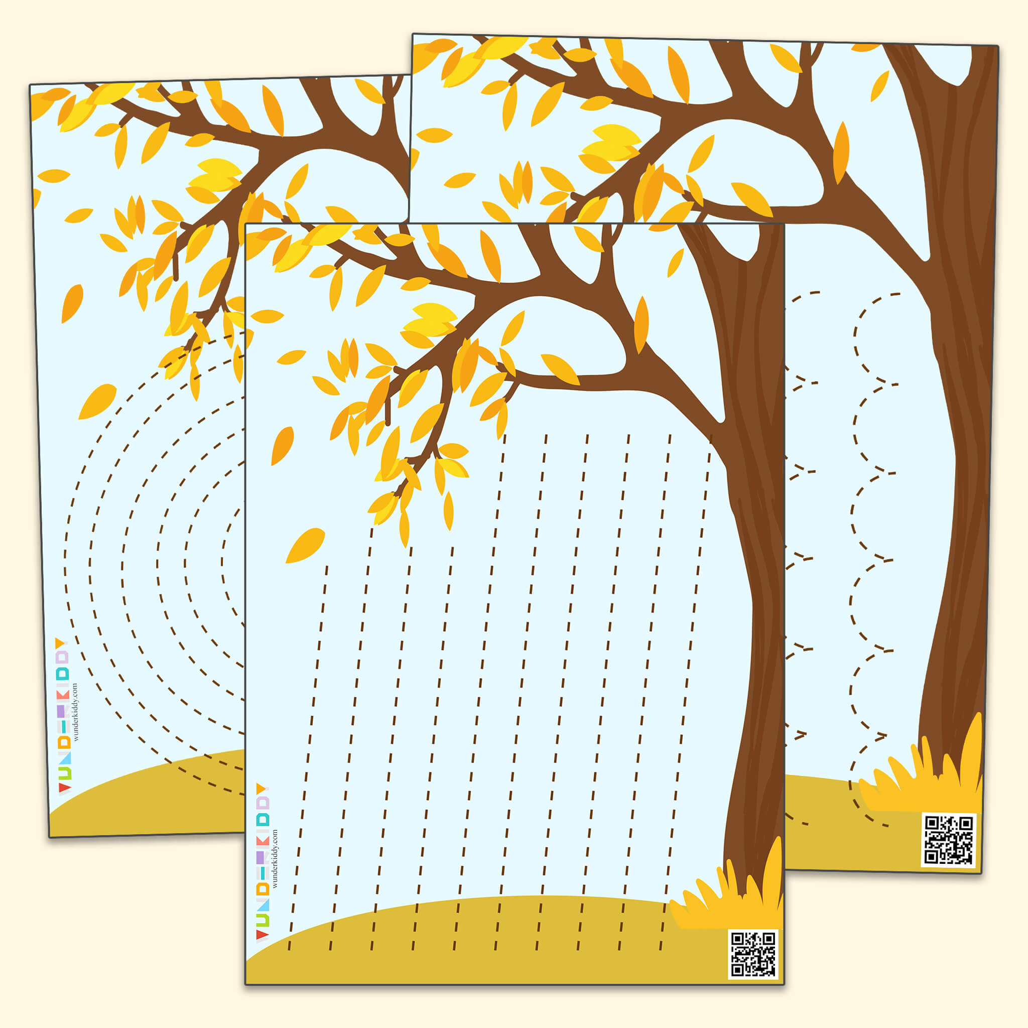 Tracing Lines Worksheet Fallen Leaves