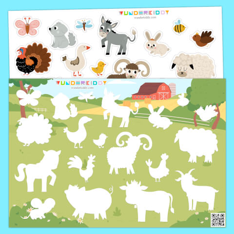 Emparejar animales de granja con sus sombras - Imagen 2