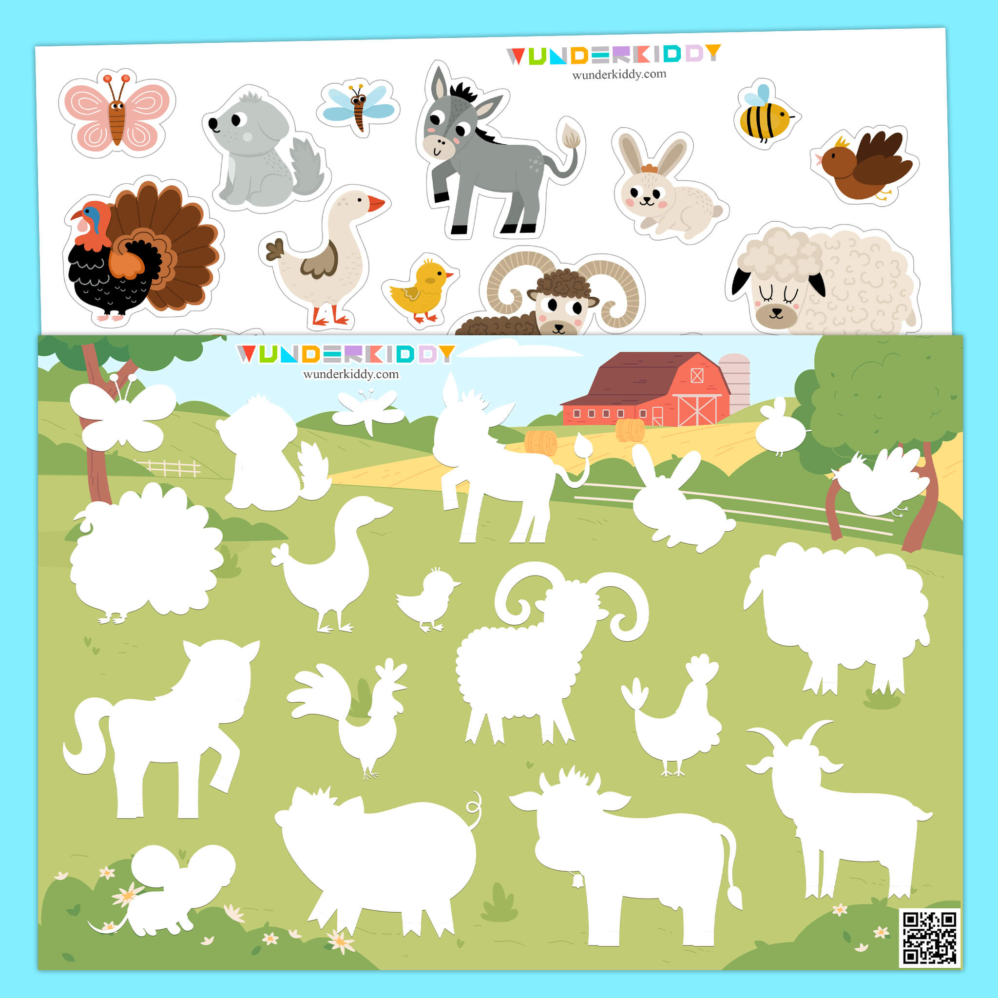 Find the Farm Animal Shadow Matching Game