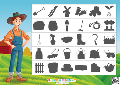 Farm Tools Shadow Match Worksheet - Image 2