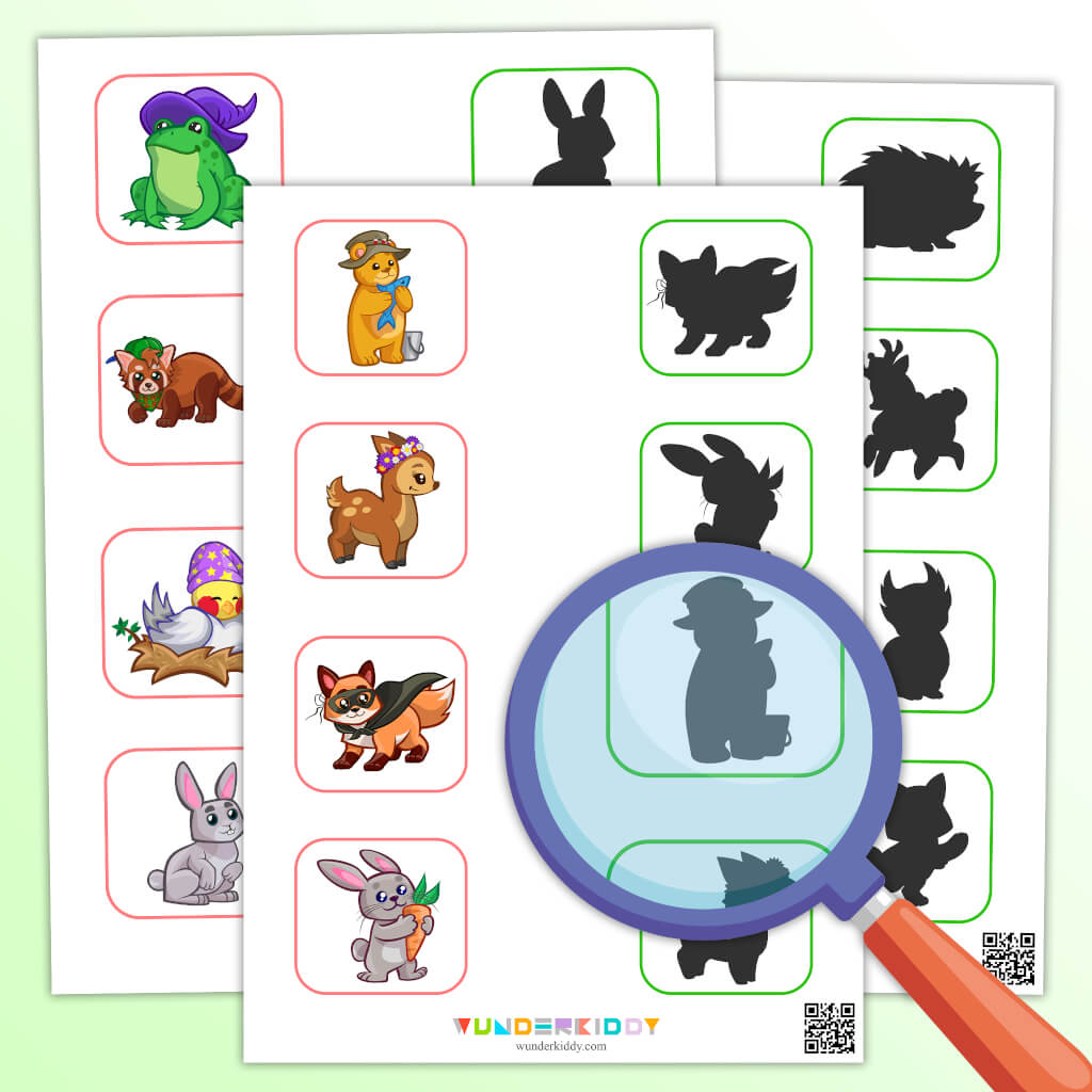 Free Printable Shadow Matching Animal Worksheet for Kids