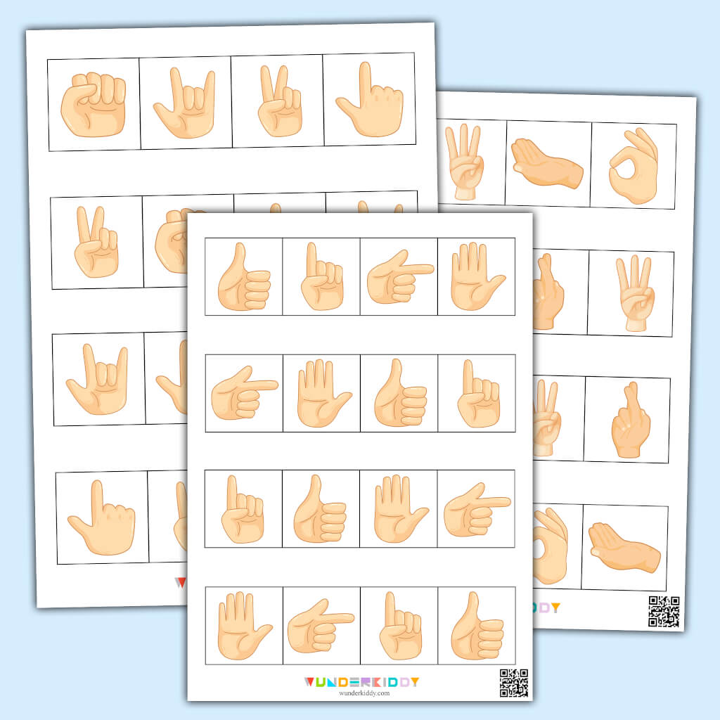 Printable Finger Gestures Fine Motor Activity for Kids
