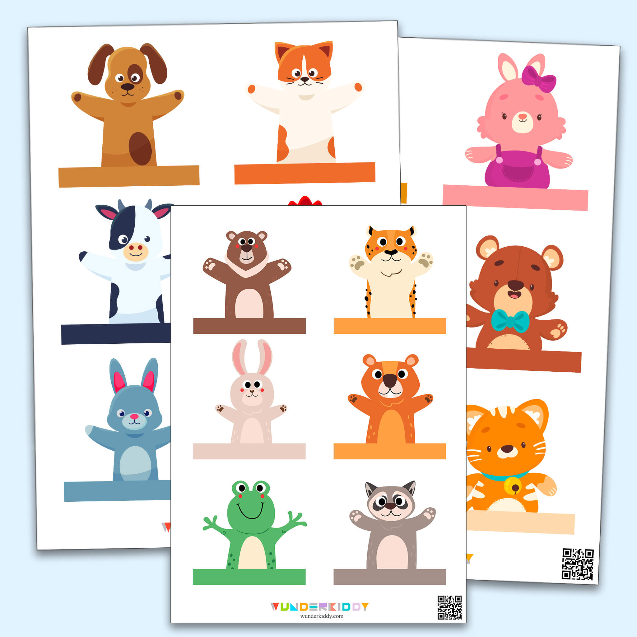 Printable Paper Finger Puppet Templates Animals