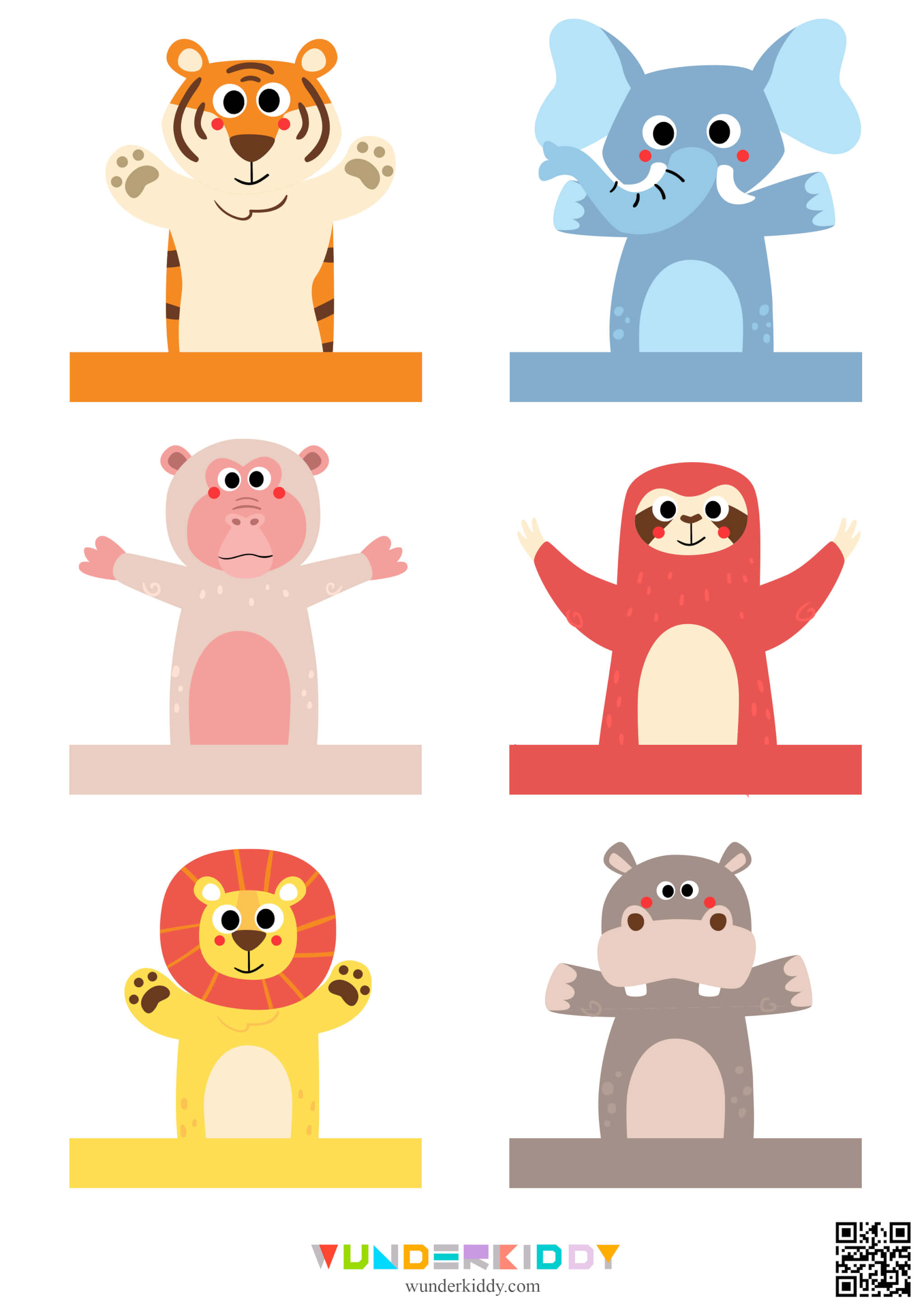 Printable Paper Finger Puppet Templates Animals