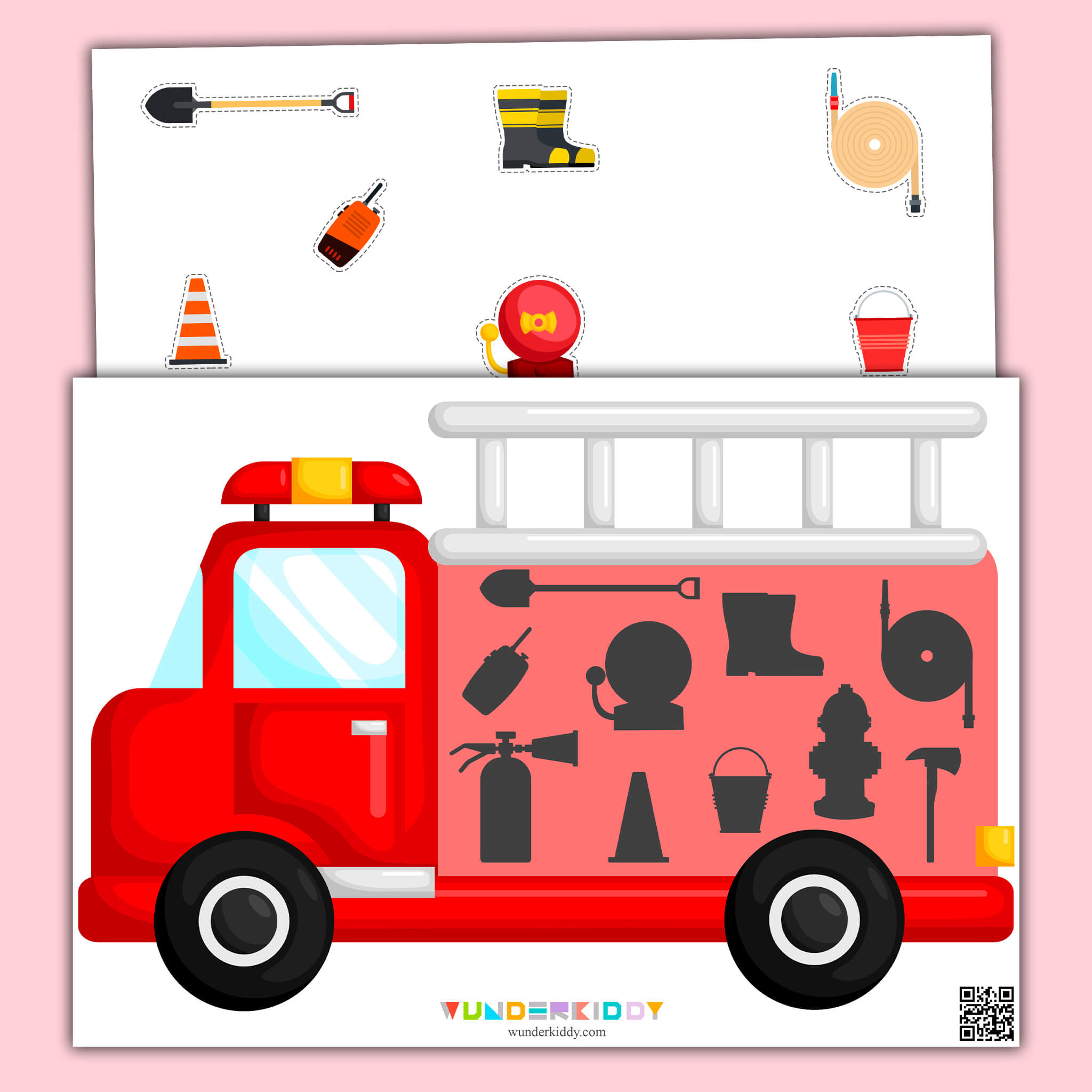 Firefighter Shadow Matching Activity for Kids
