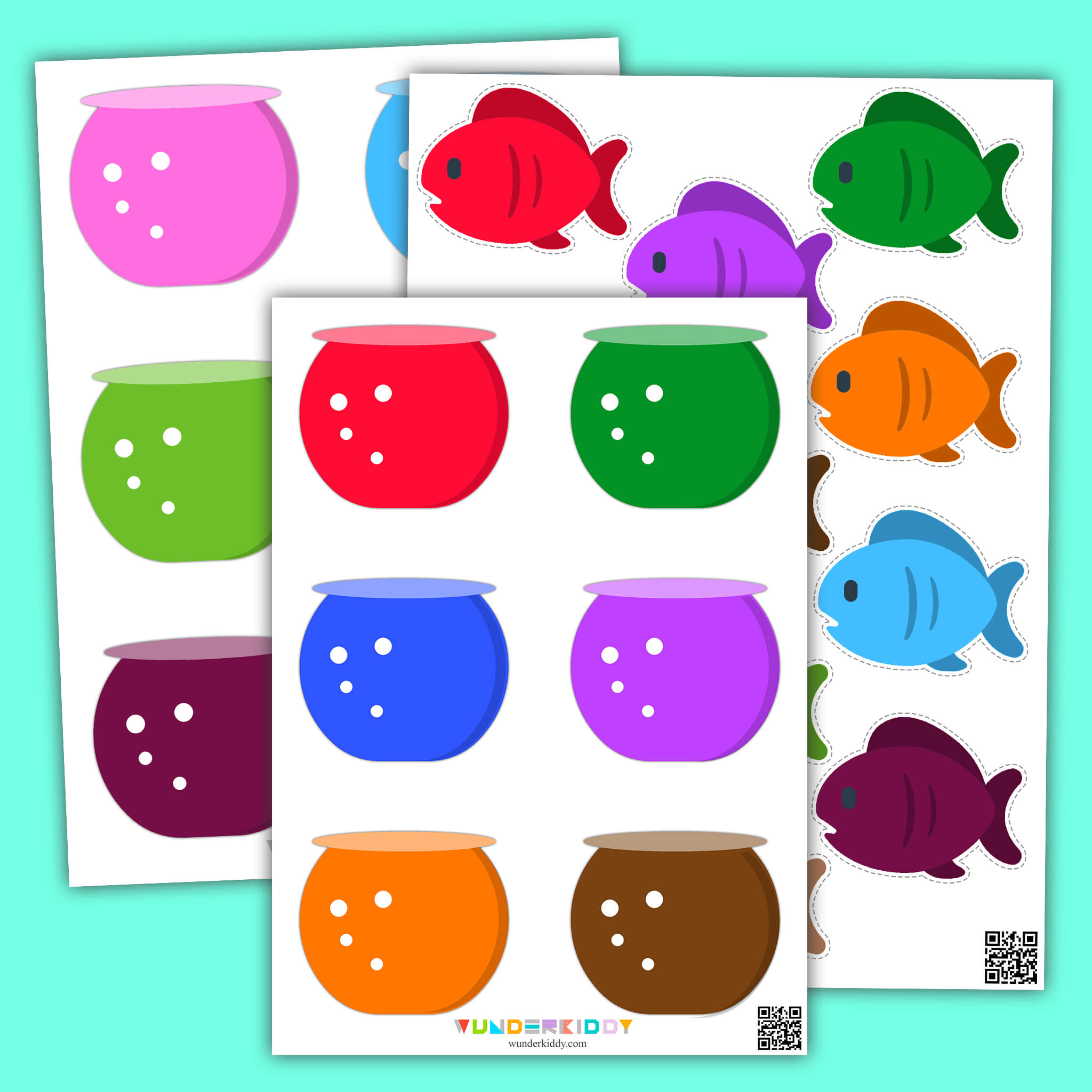 Farbe zuordnen Lernspiel «Fischglas»