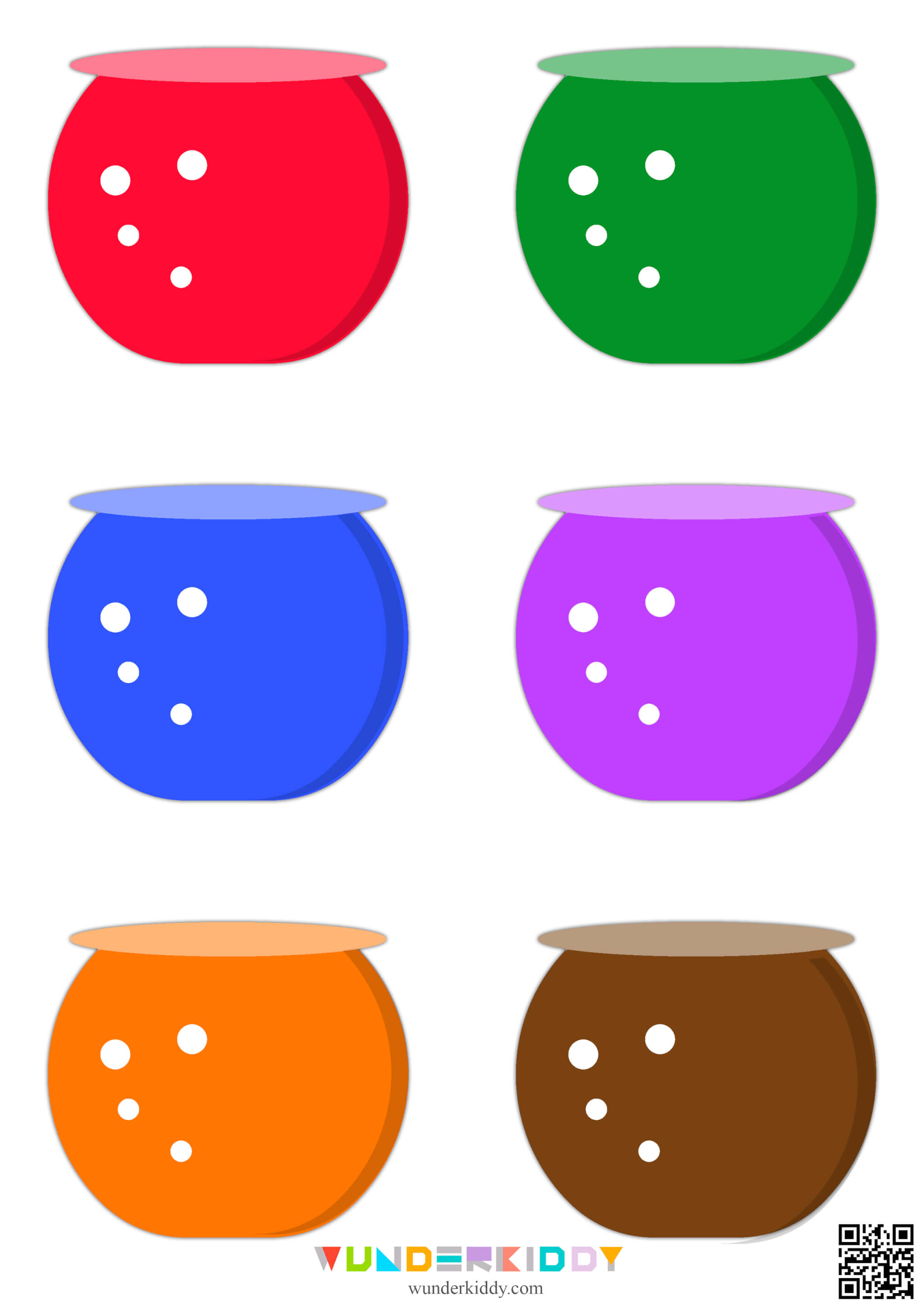 Printable Fish Bowl Color Matching Activity for Kindergarten