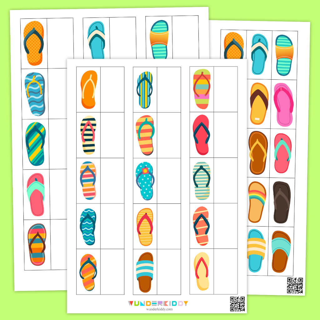 Printable Summer Flip Flop Matching Activity for Toddlers