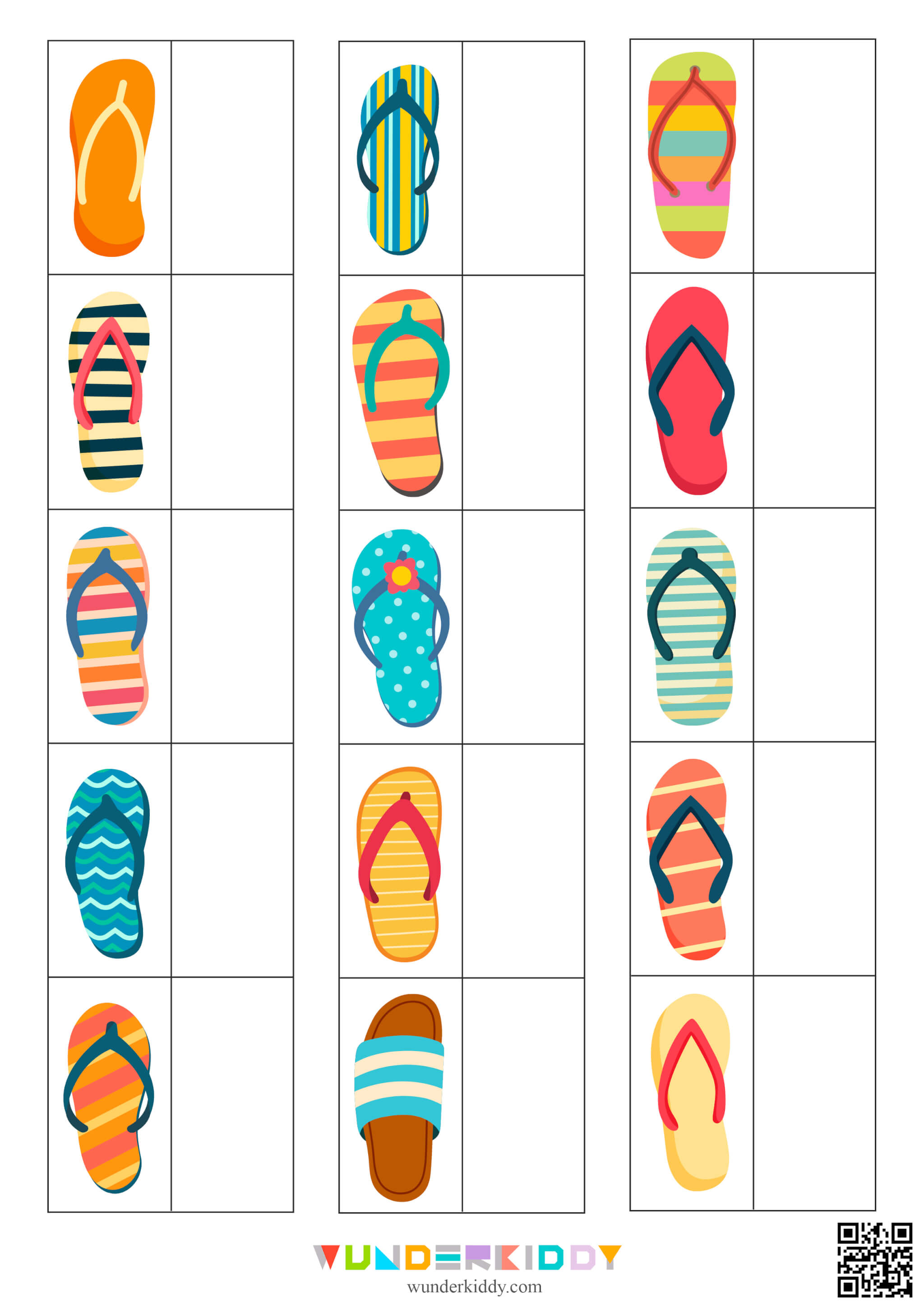 Summer Flip Flop Visual Discrimination Worksheet - Image 2