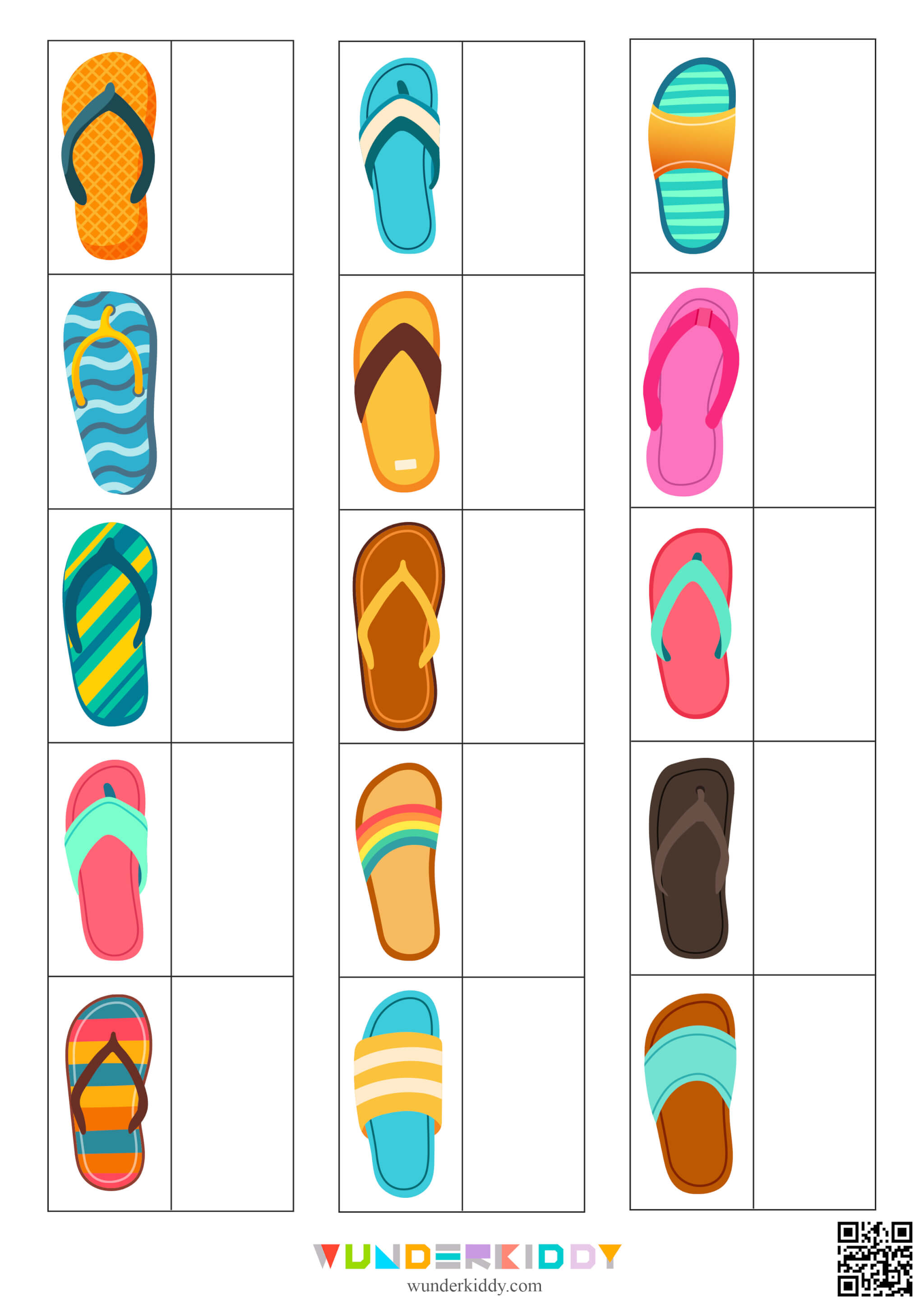 Summer Flip Flop Visual Discrimination Worksheet - Image 3