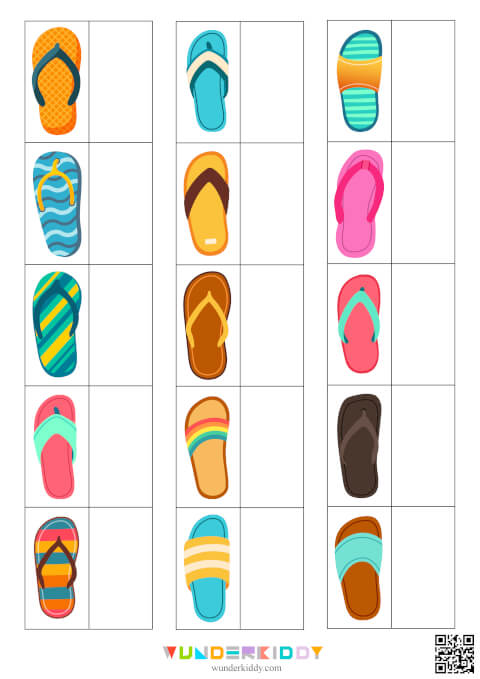 Fichas de discriminación visual: Chanclas de verano - Imagen 4