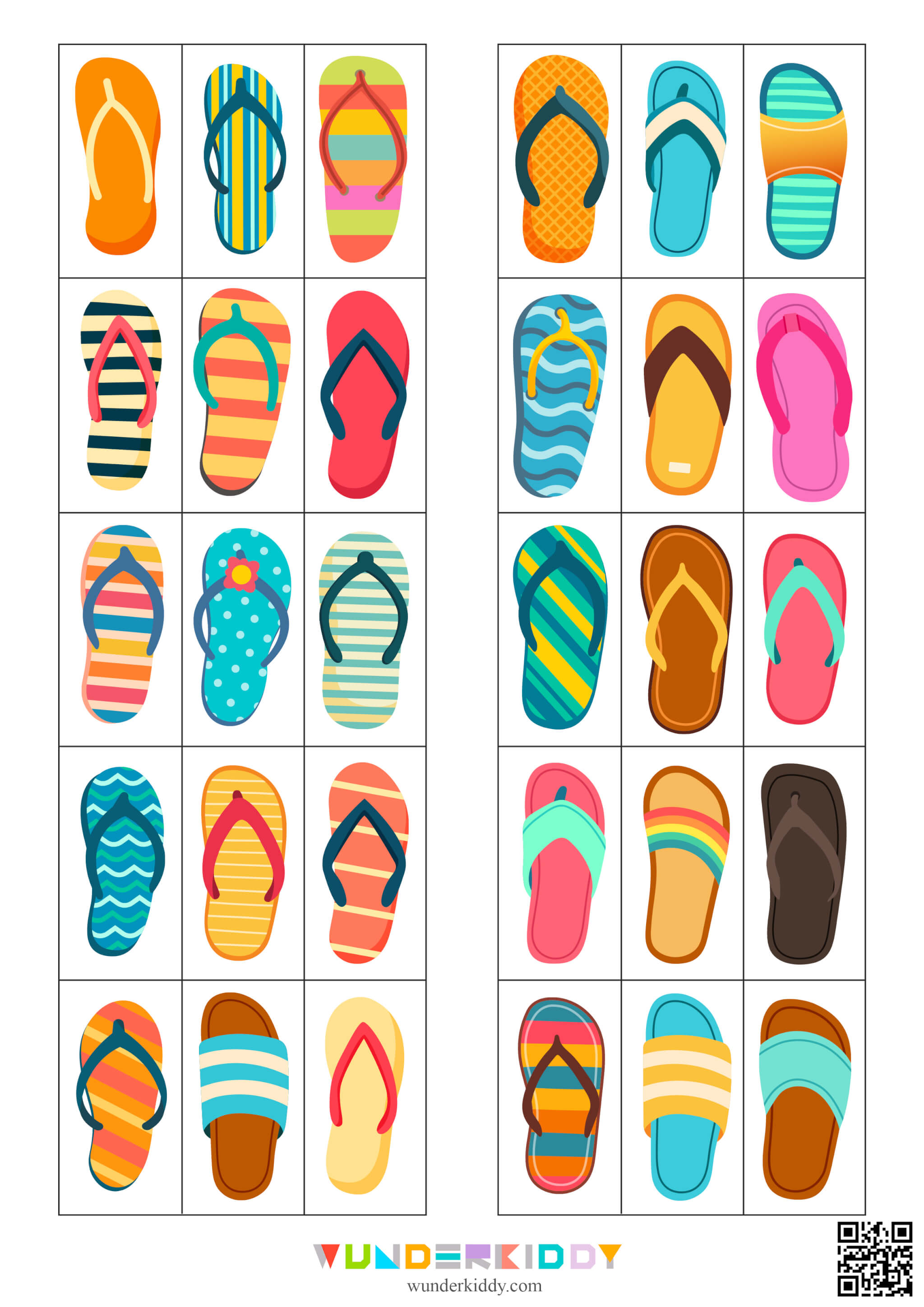 Summer Flip Flop Visual Discrimination Worksheet - Image 4