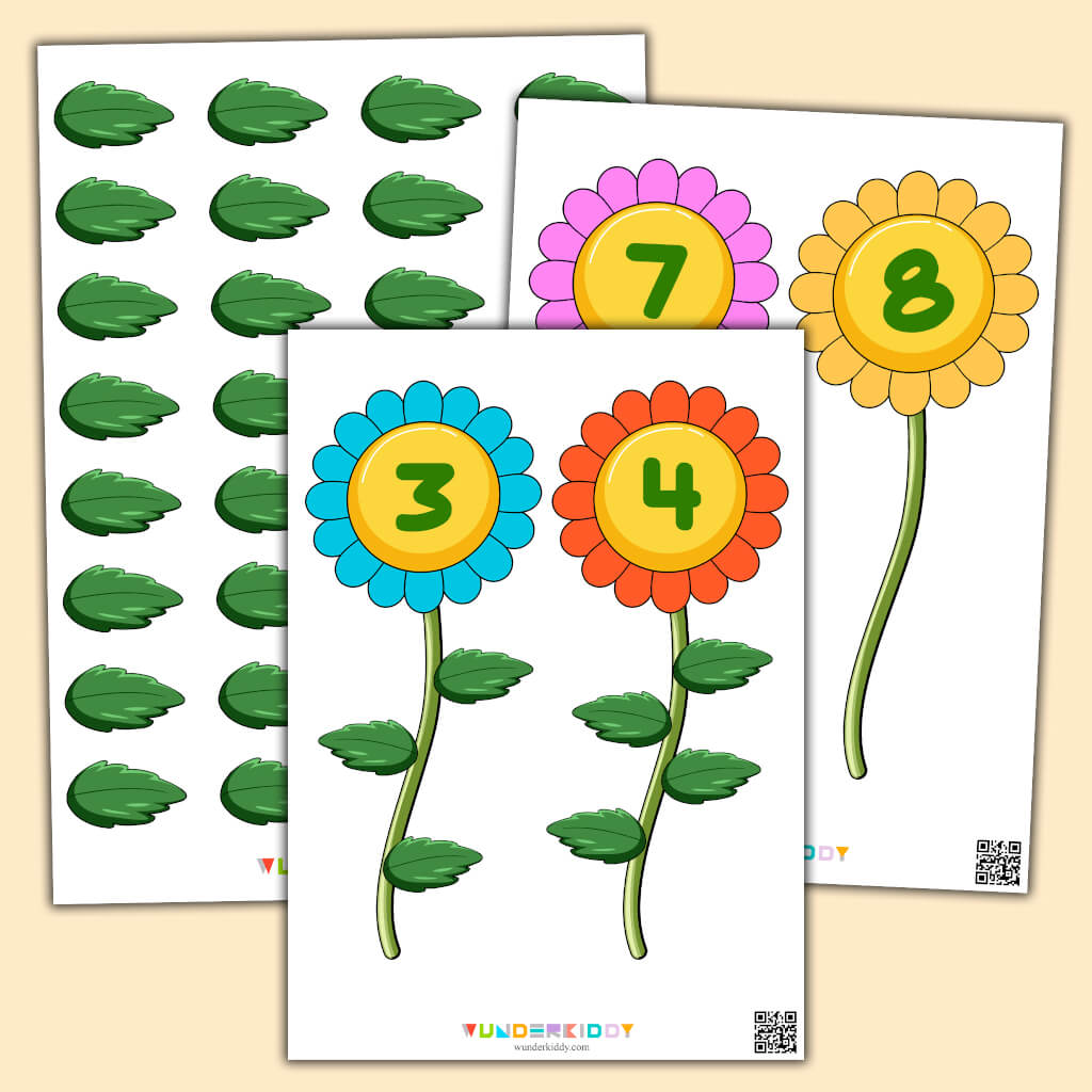 Flower Leaf Printable Counting Preschool Activity