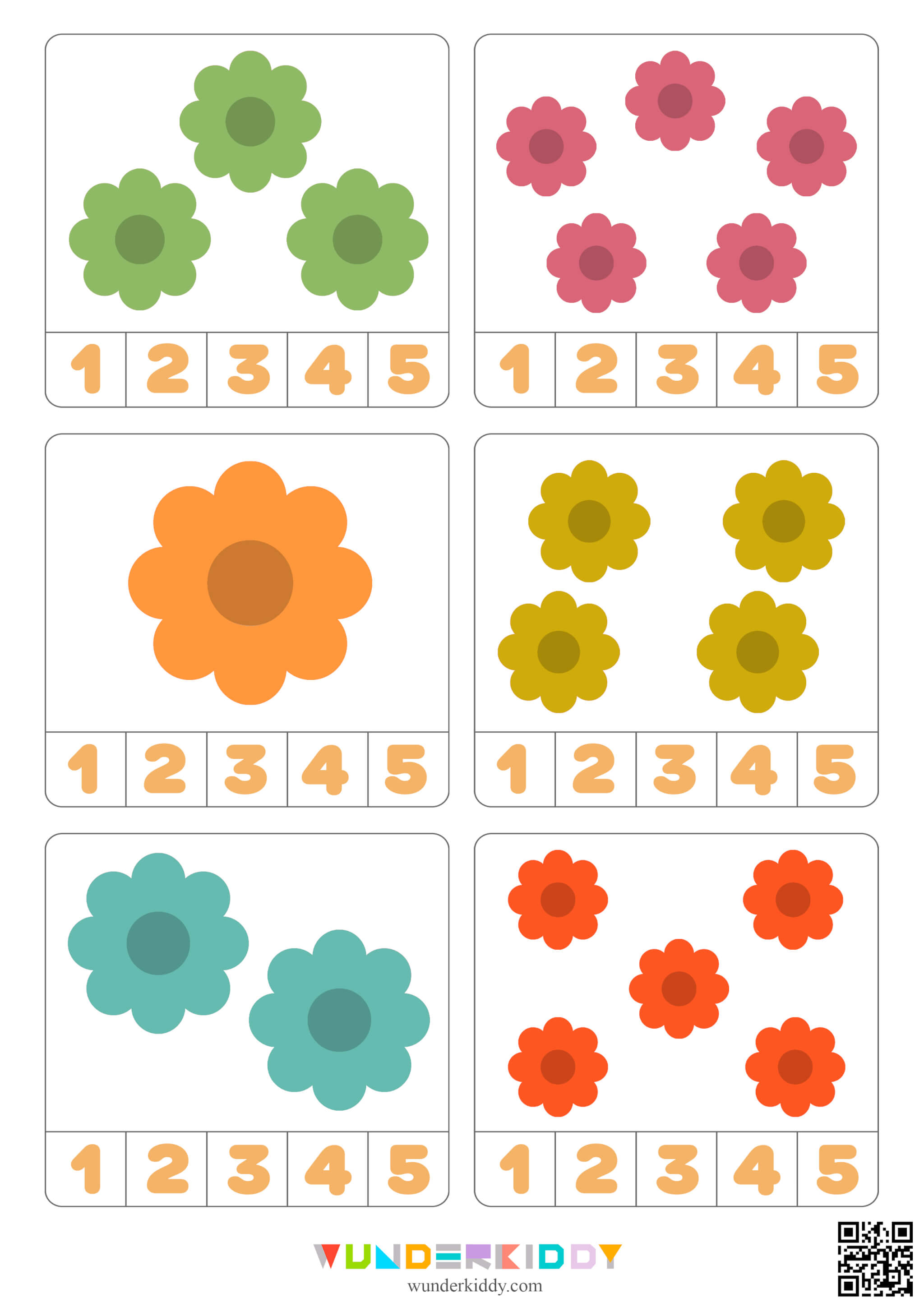 Flower Number Match Cards for Kids - Image 2