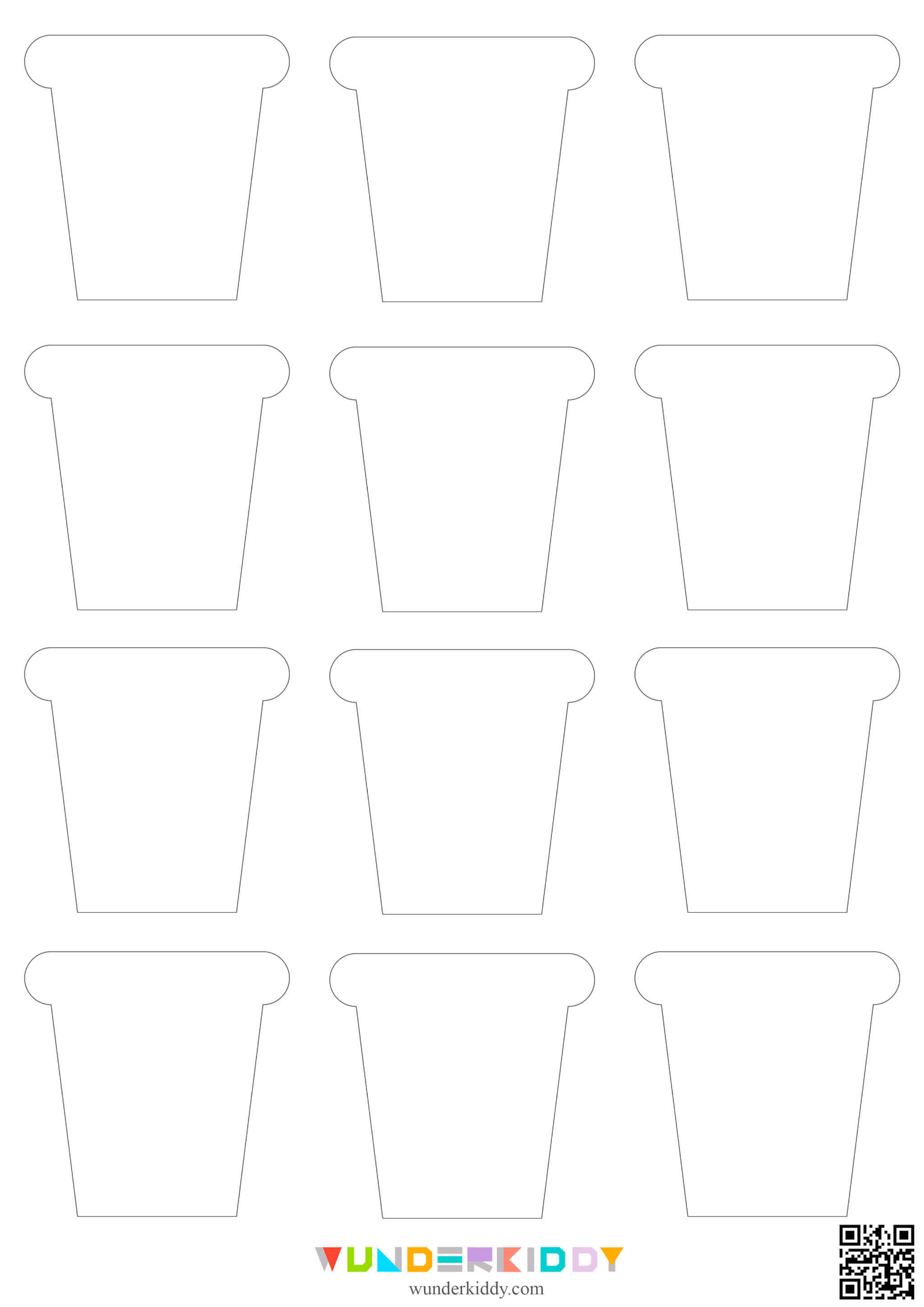 Free Printable Flower Pot Paper Craft Template for Children