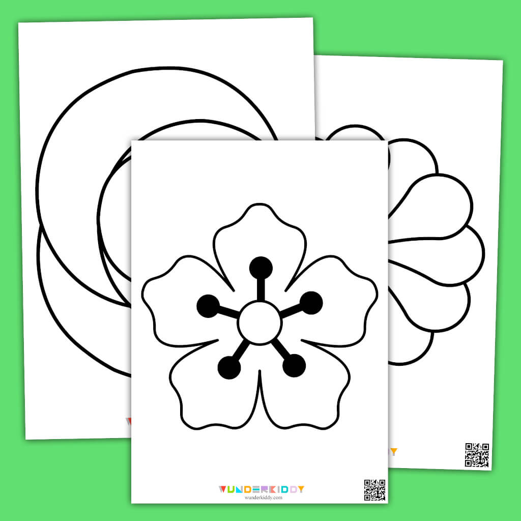 Printable flowers coloring pages and template for preschool
