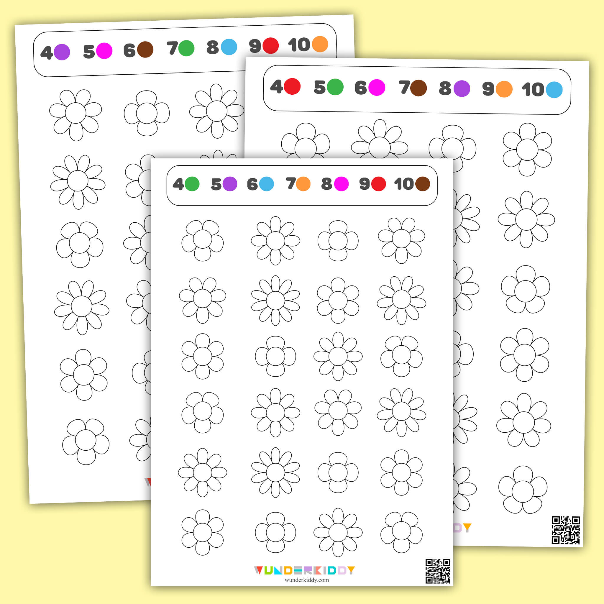 Flowers Math Coloring Sheet