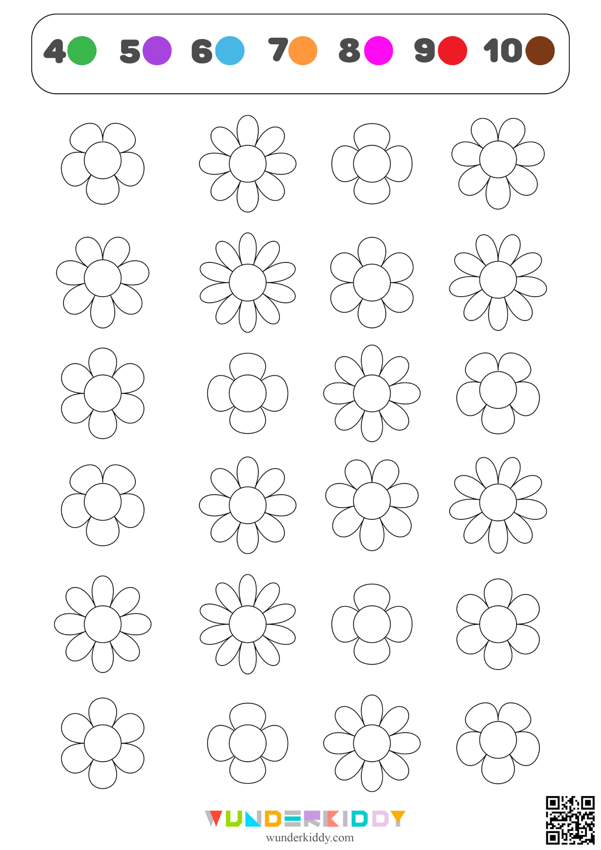 Flowers Math Coloring Sheet - Image 2