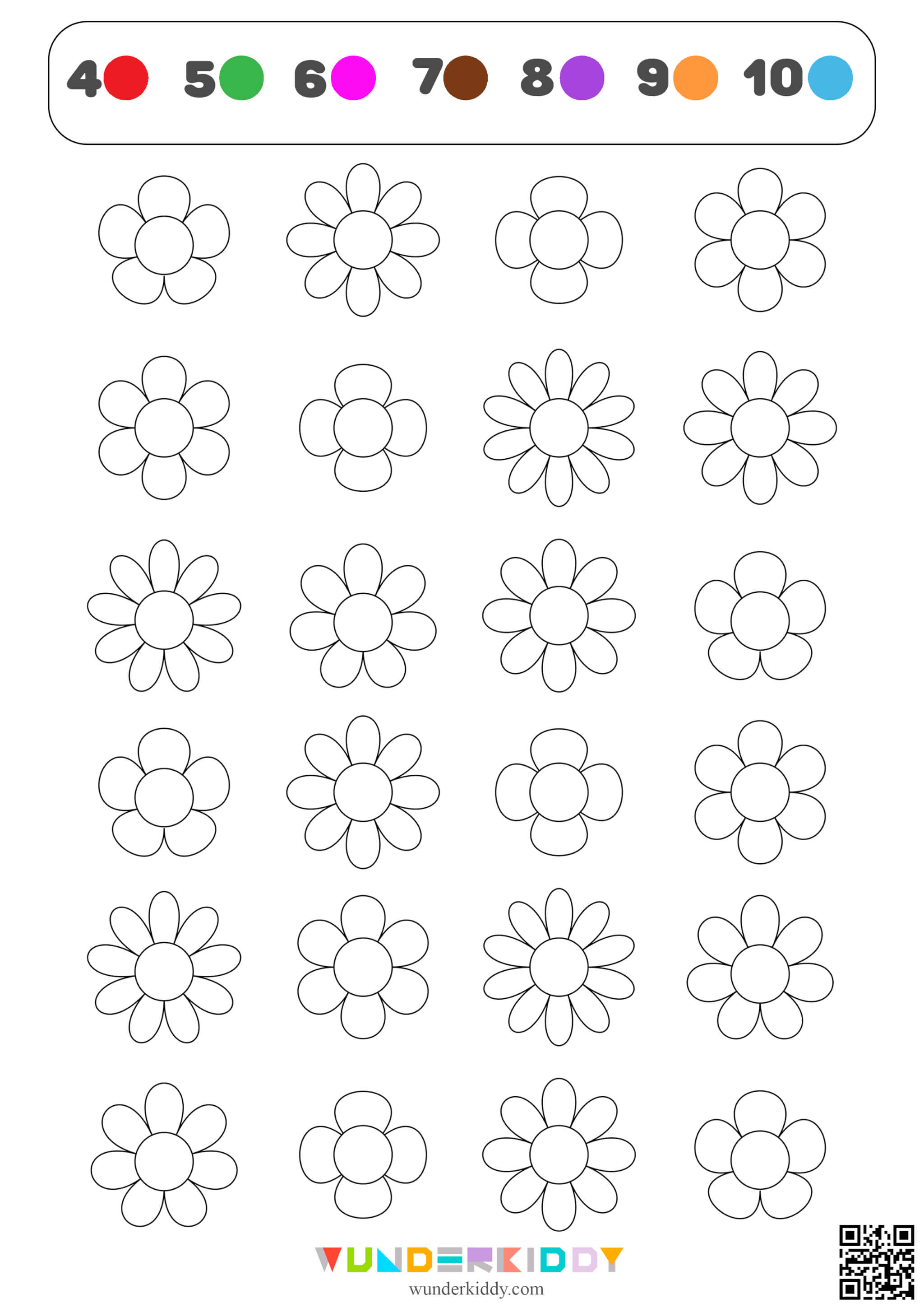 Flowers Math Coloring Sheet - Image 4