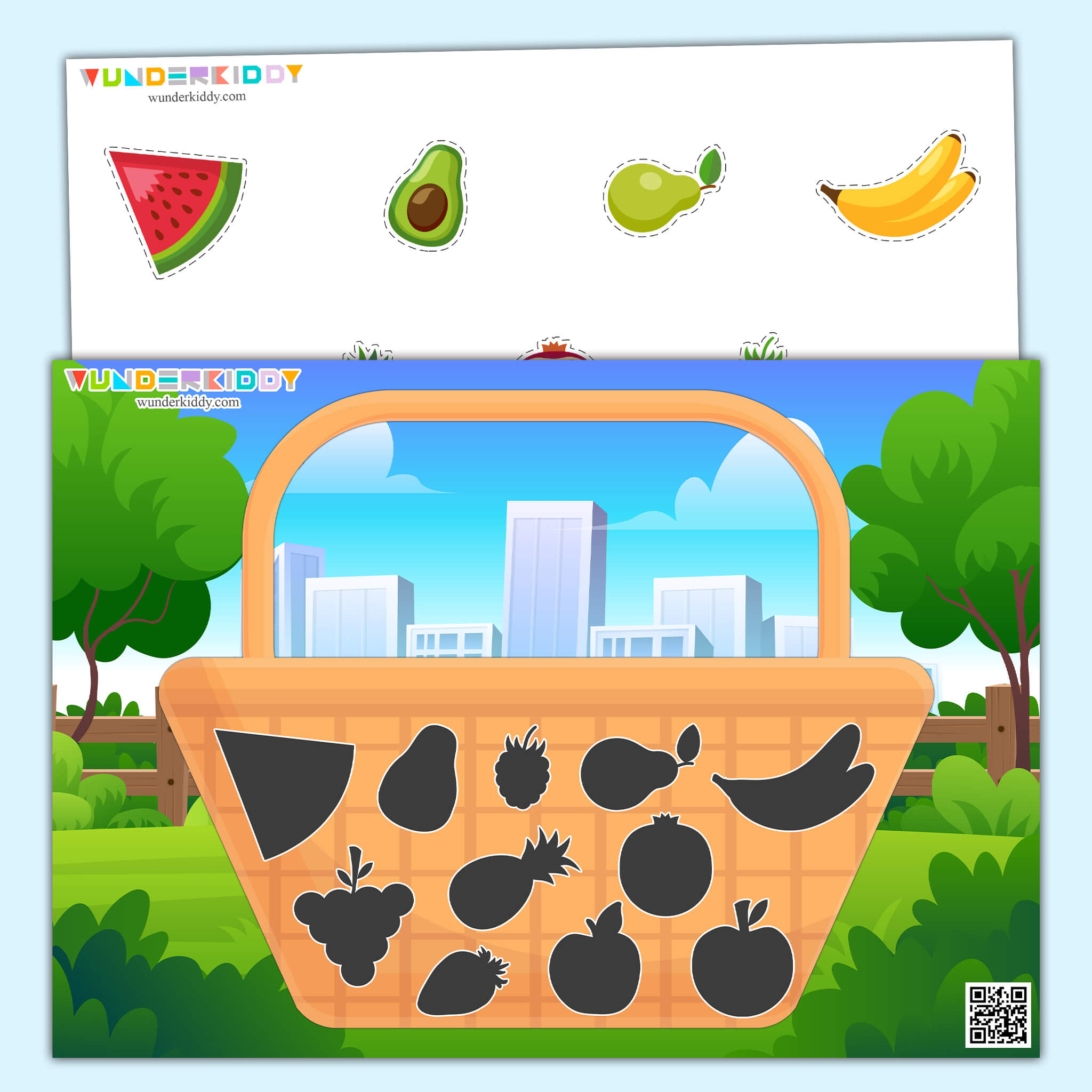 Schatenspiel «Obstkorb» für Kleinkinder
