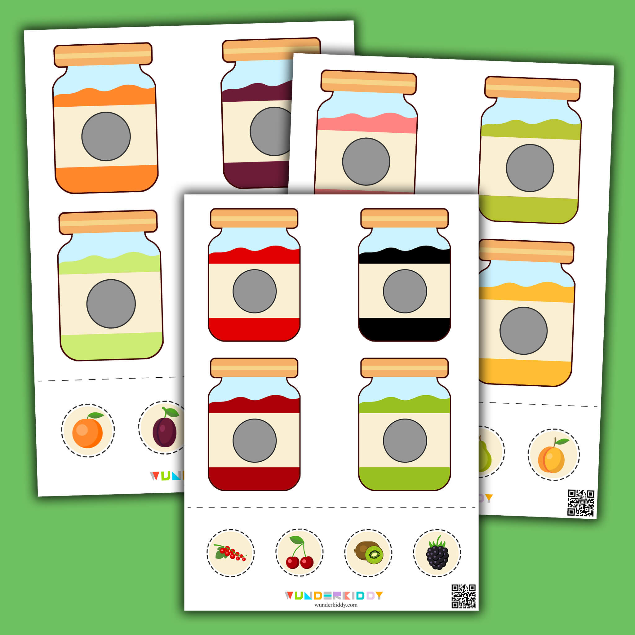 Printable Color Matching Preschool Activity Fruit Jam