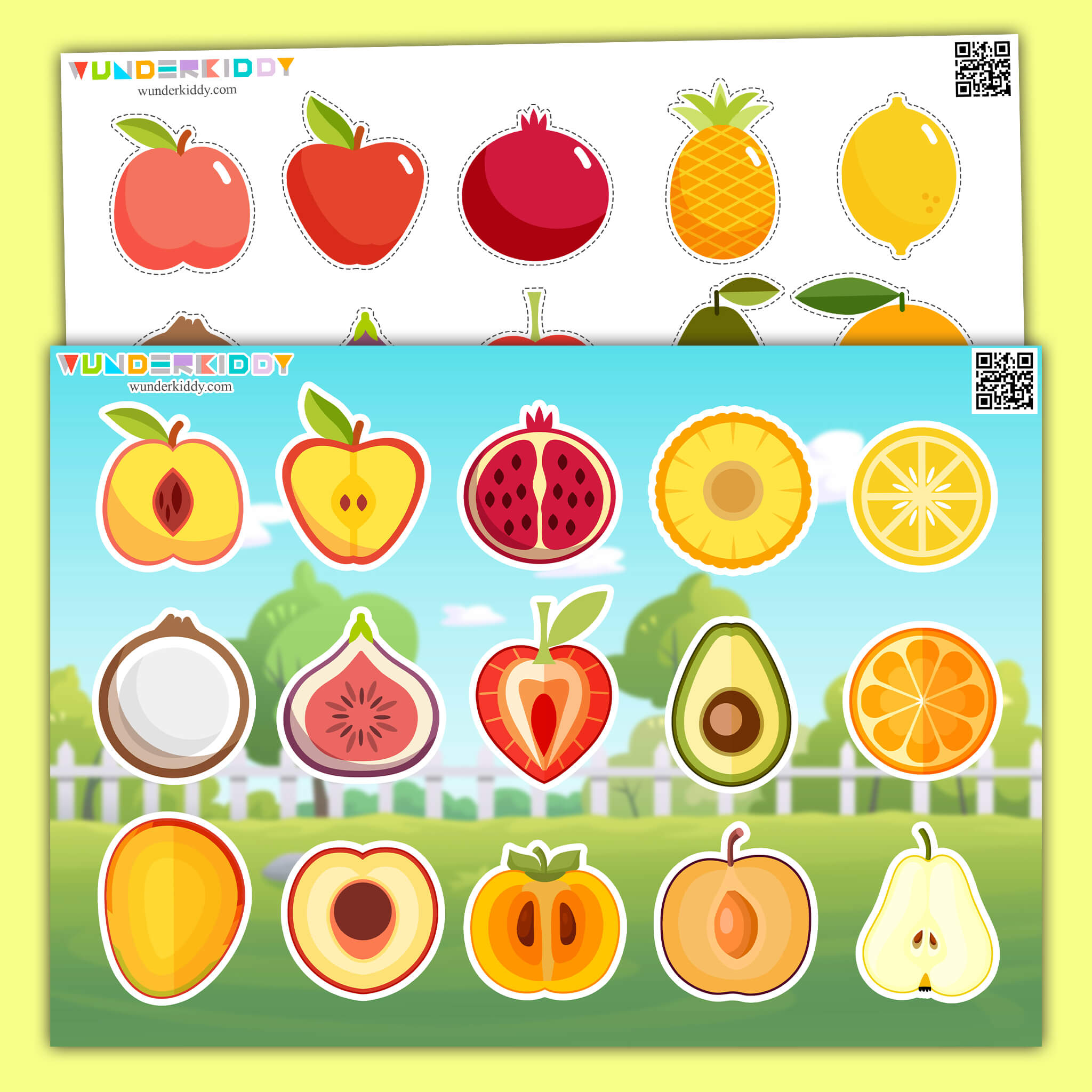 Fruit Slices File Folder Game for Kids