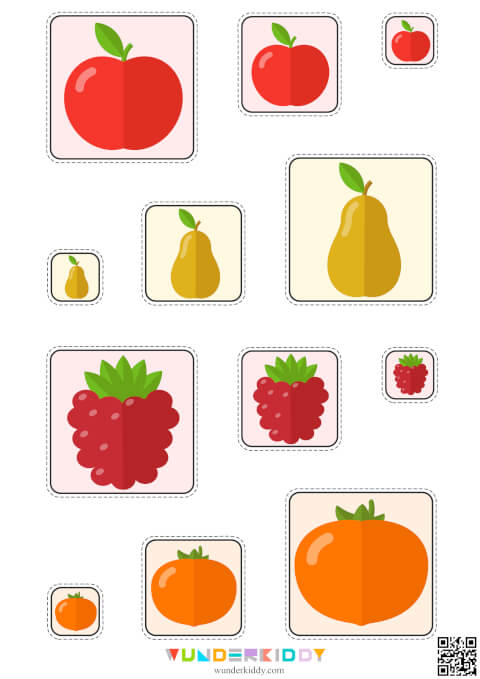 Förderspiel für Kinder «Große, mittlere oder kleine Früchte» - Bild 2