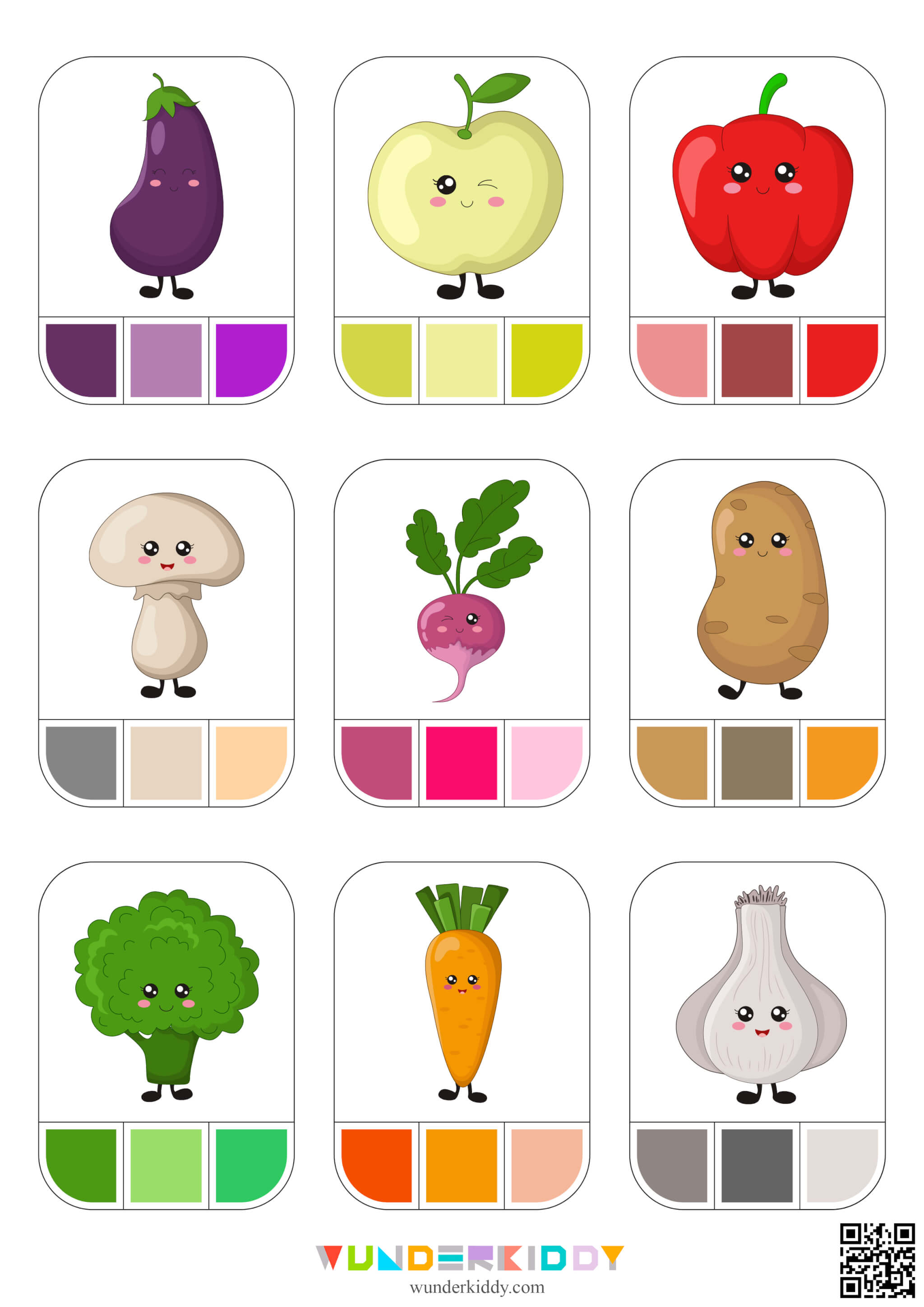 Fruit and Vegetables Color Match Clip Cards - Image 3