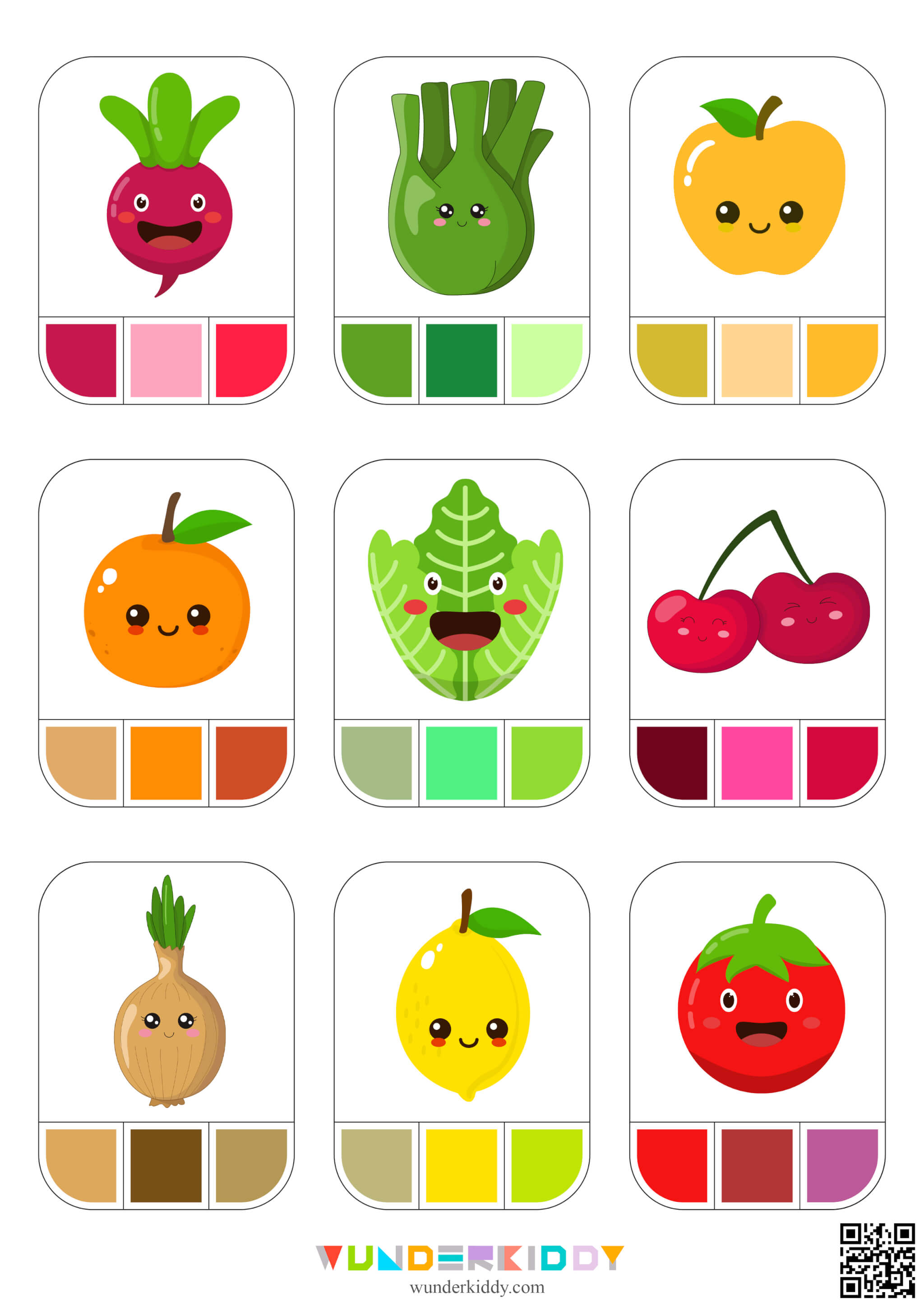 Fruit and Vegetables Color Match Clip Cards - Image 4