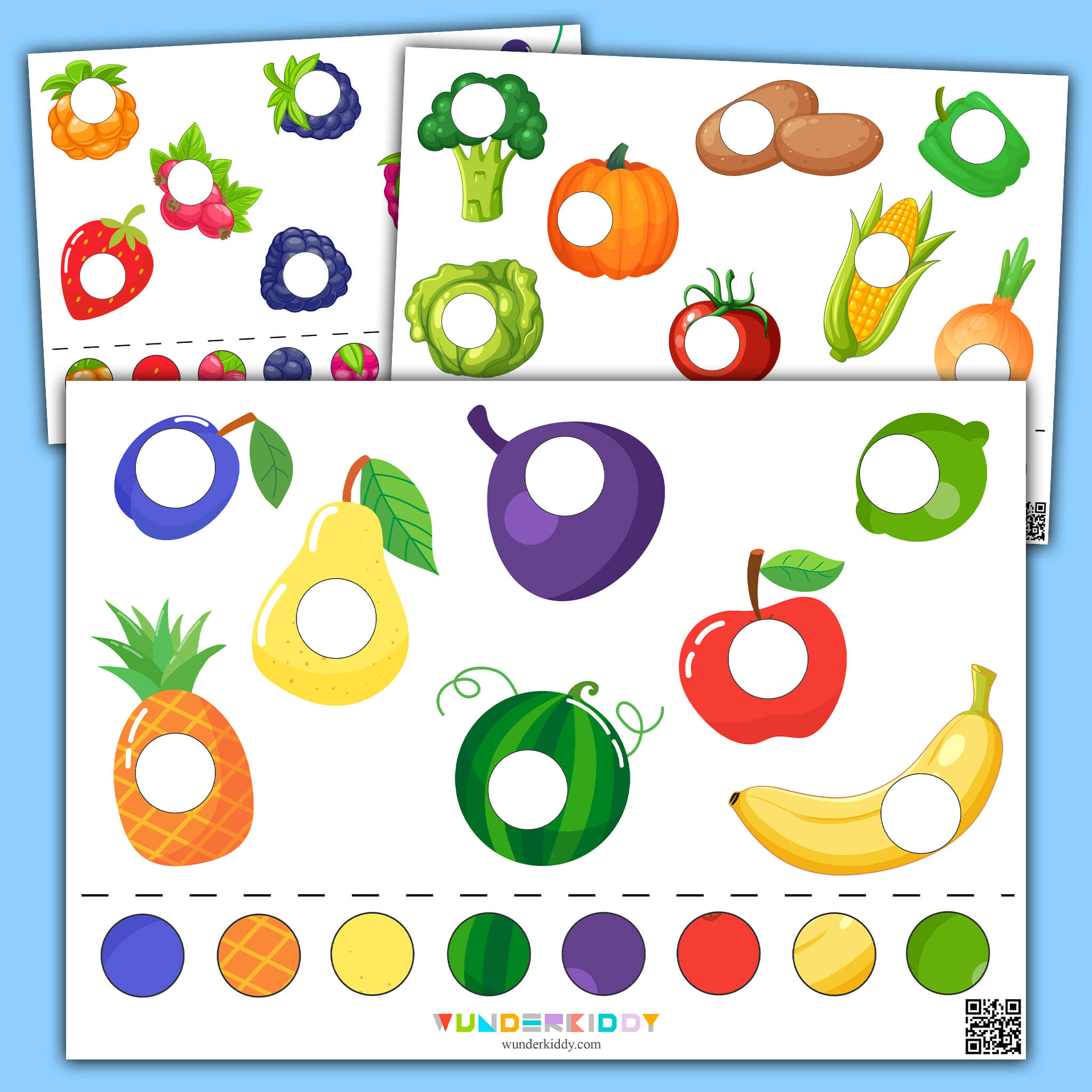 Lernspiel mit Klettverschluss «Früchte, Beeren und Gemüse»