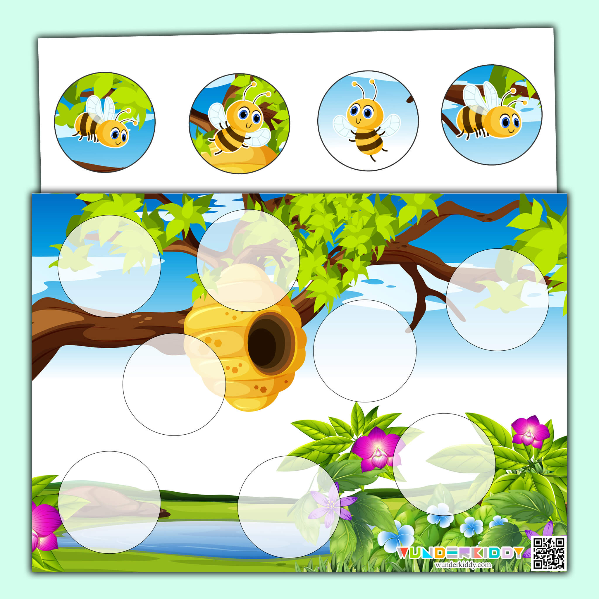Дидактическая игра на липучках «Веселые пчёлки»